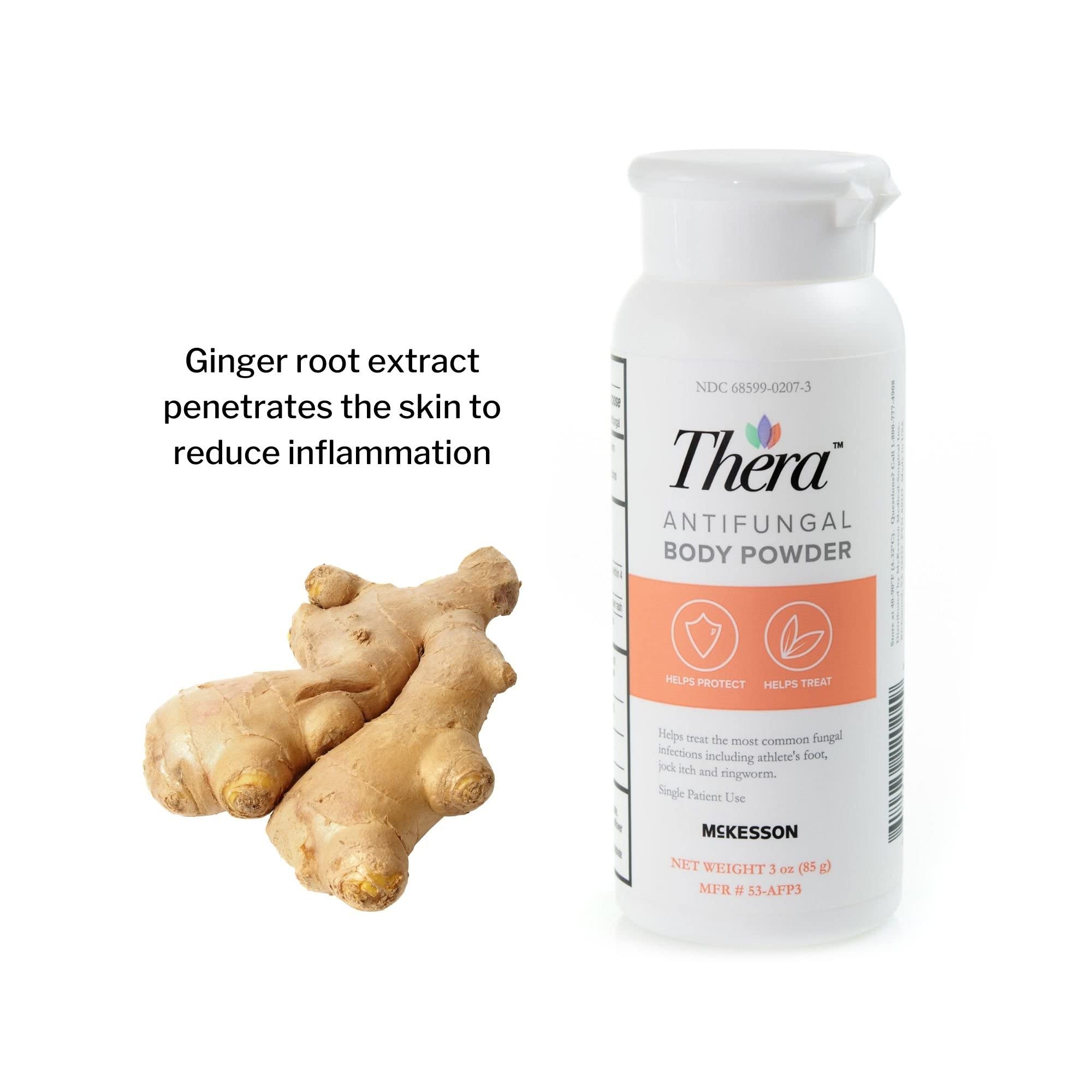 McKesson Thera Antifungal Body Powder 2% - Relief for Athlete's Foot, Jock Itch, Ringworm | 3 oz