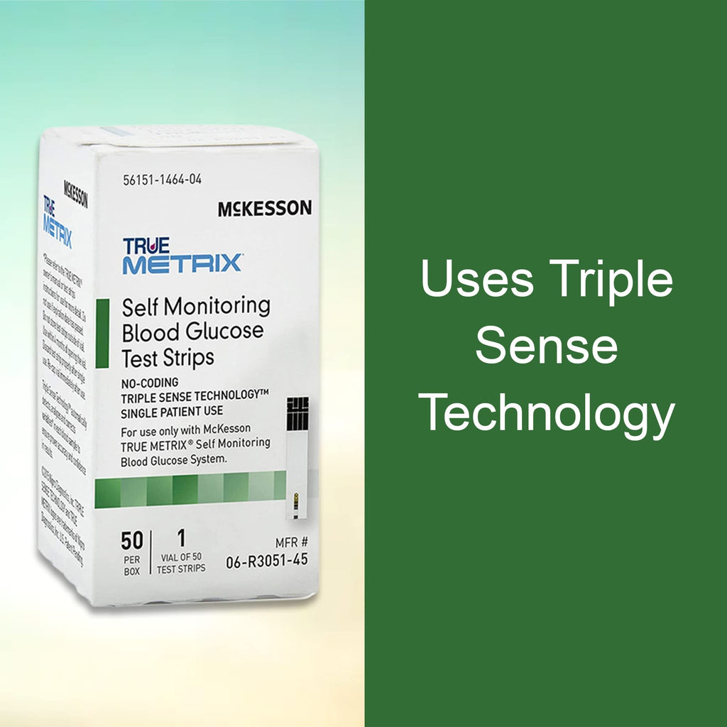 McKesson True METRIX Blood Glucose Test Strips - 50 Strips | Self-Monitoring System