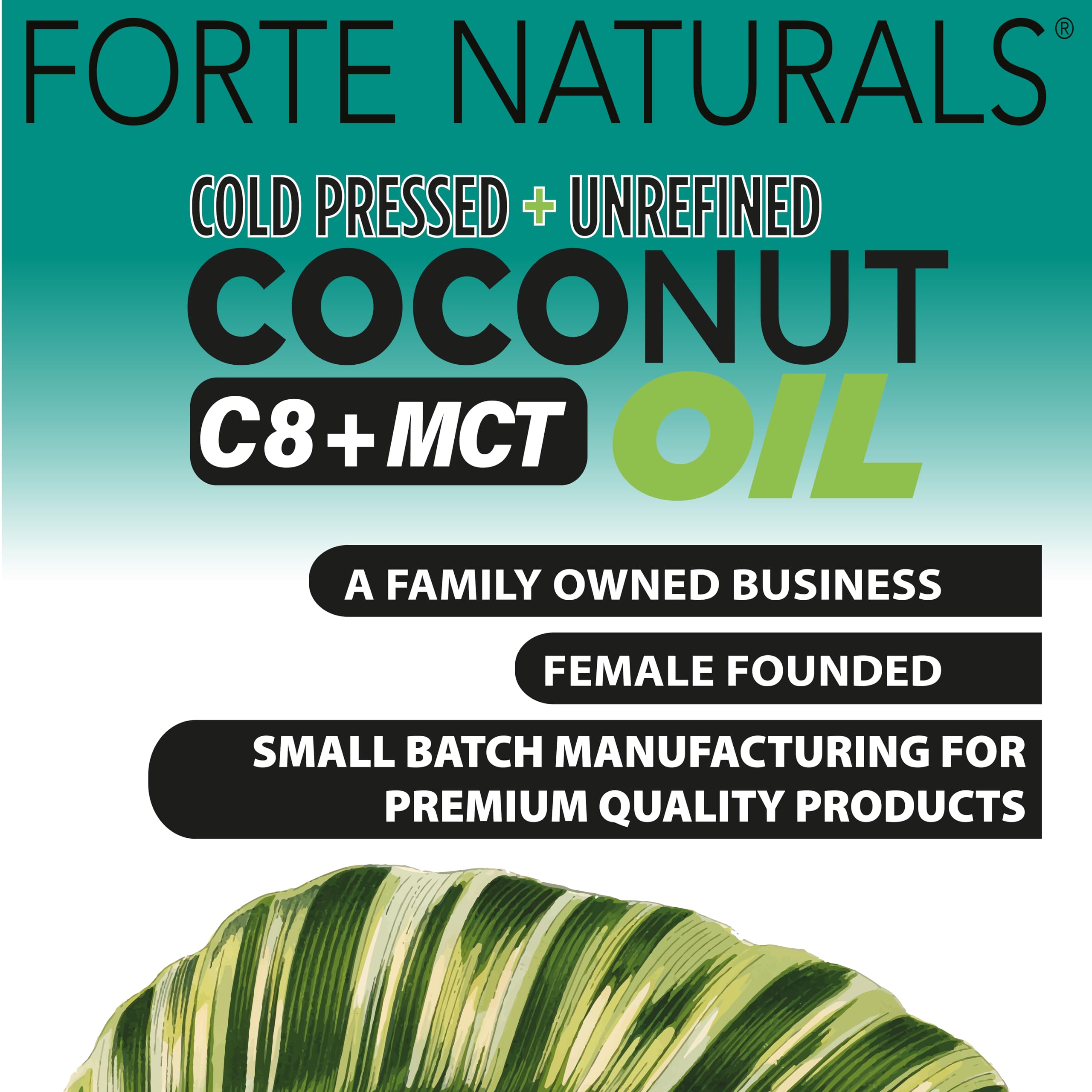 FORTE NATURALS Coconut Oil Softgels 1000mg | C8/C10 MCT for Brain & Gut Health