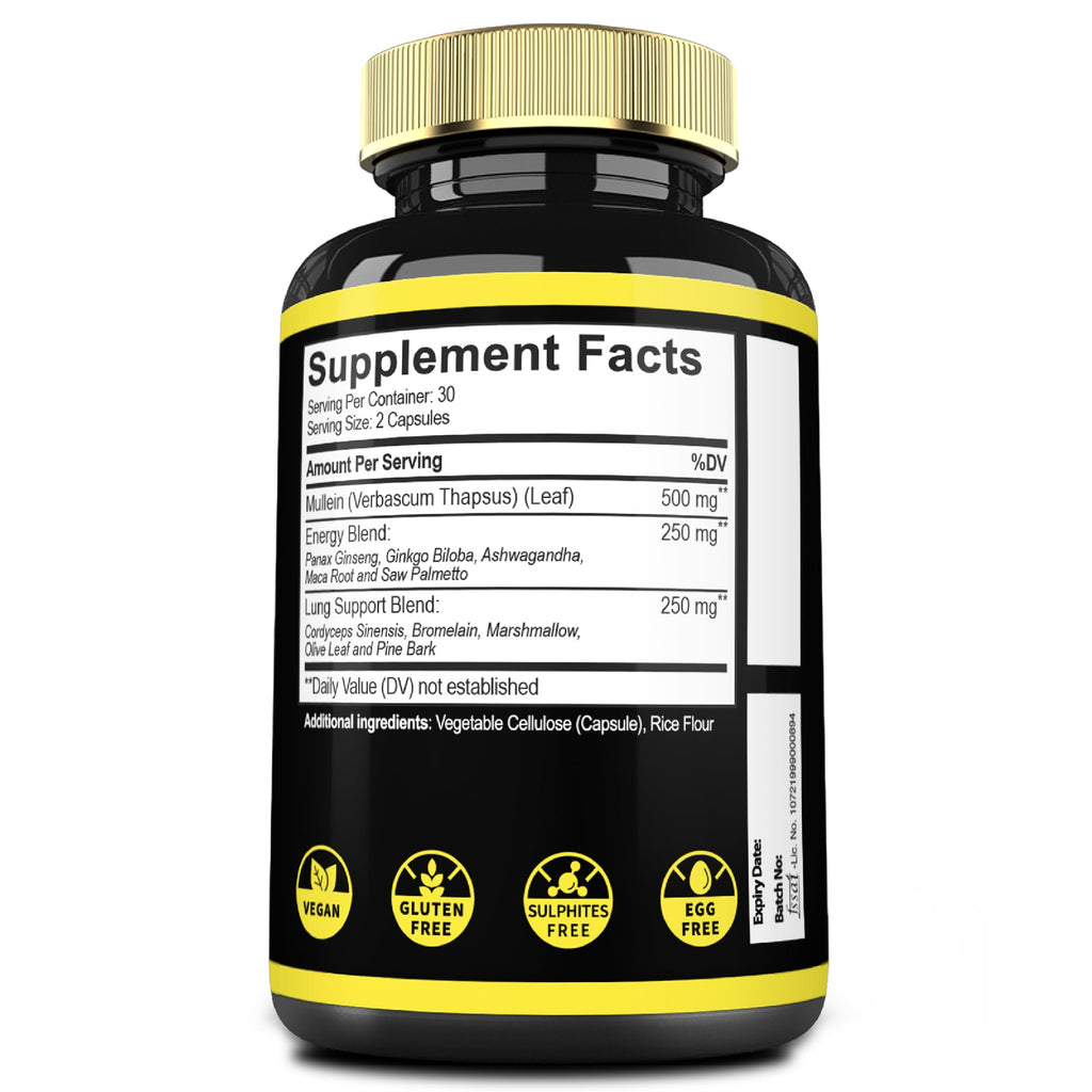 Mecisco 11in1 Mullein Leaf Capsules – Panax Ginseng, Cordyceps & More | 60 Capsules
