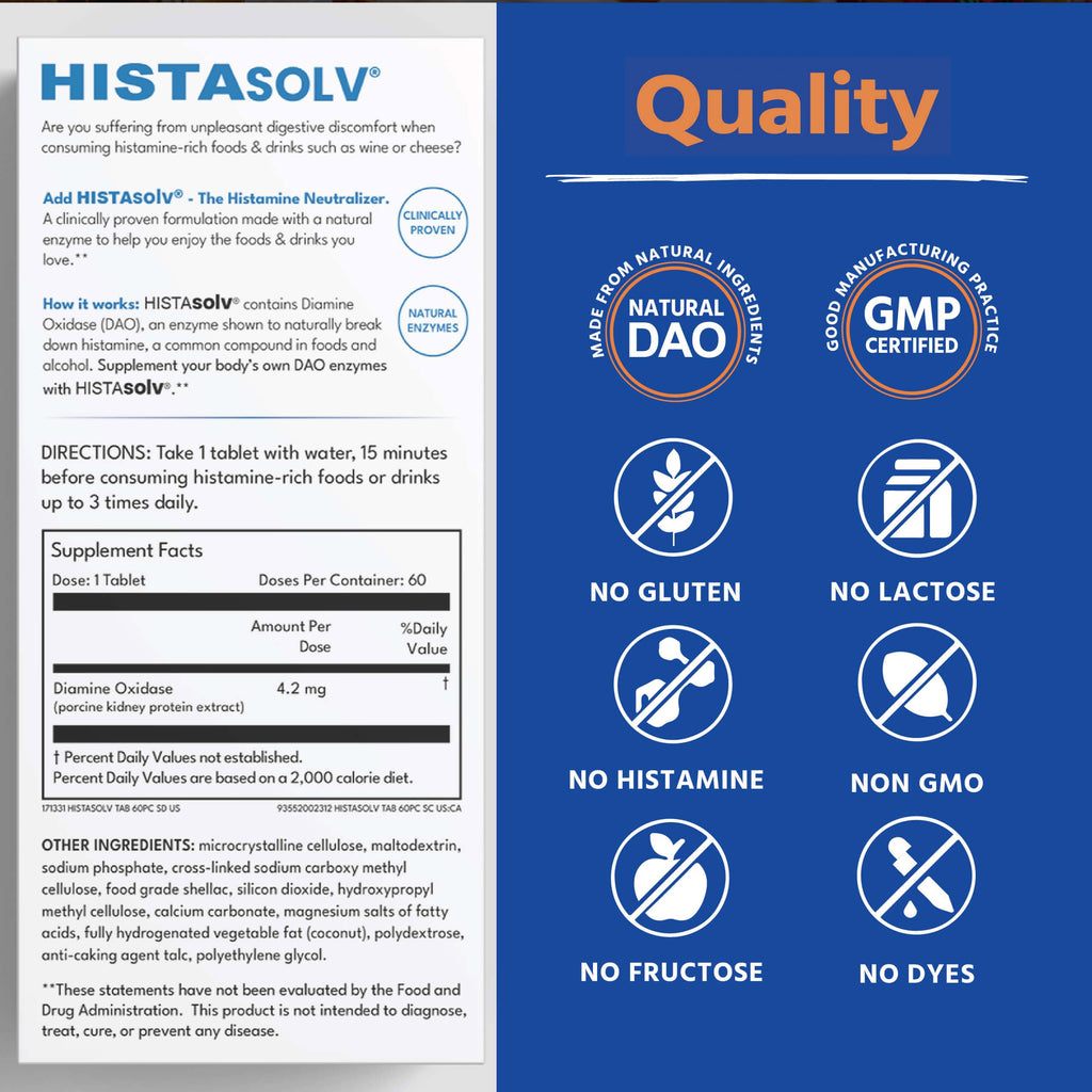 Medagel HISTAsolv Extra Strength DAO Enzyme for Histamine Intolerance – 60 Pack (Austria)