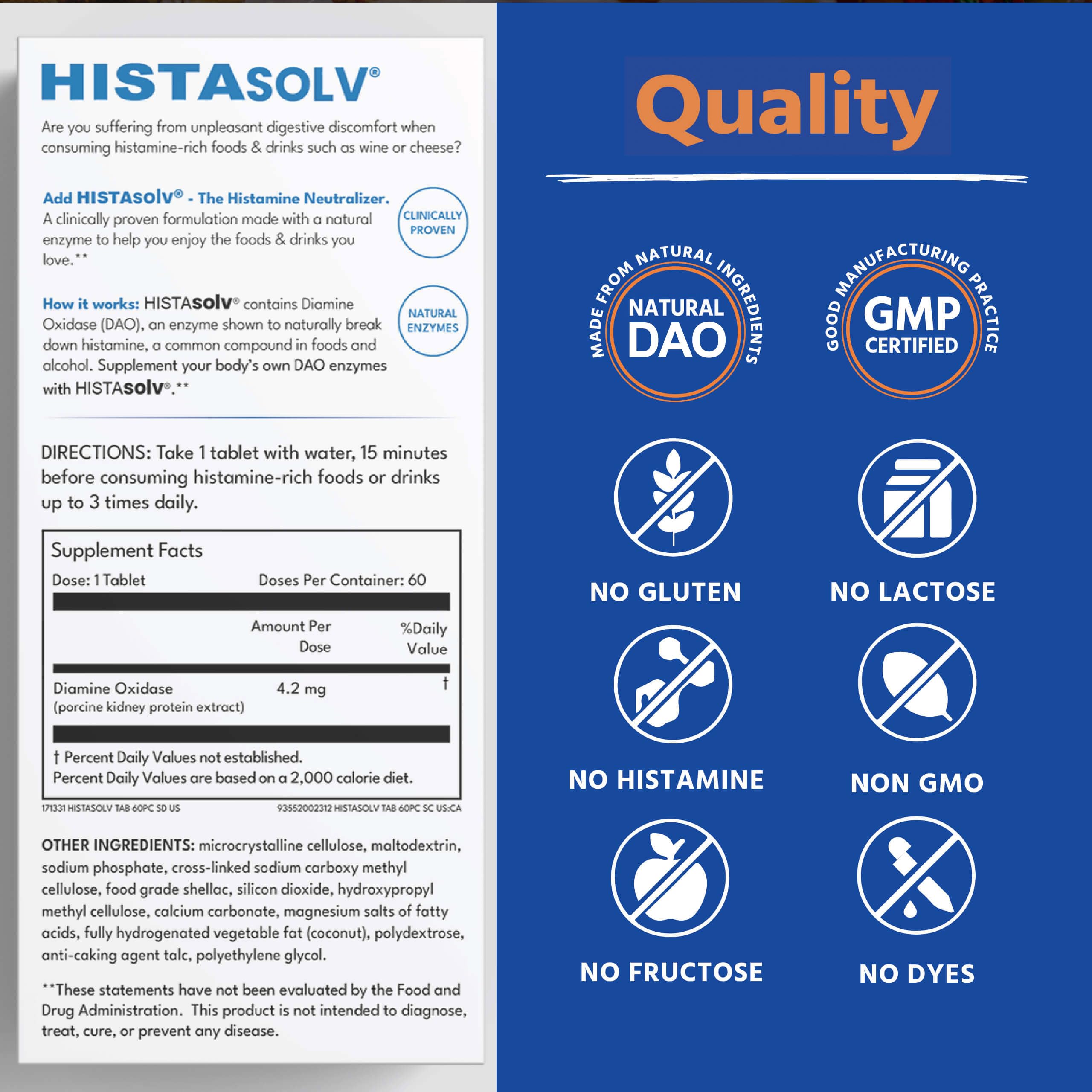 Medagel HISTAsolv Extra Strength DAO Enzyme Supplement for Histamine Intolerance - 30 Pack, Made in Austria