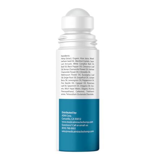 Medical Miracles Hemp Oil Roll On – 6000mg, Made in USA for Muscles, Joints & Mobility