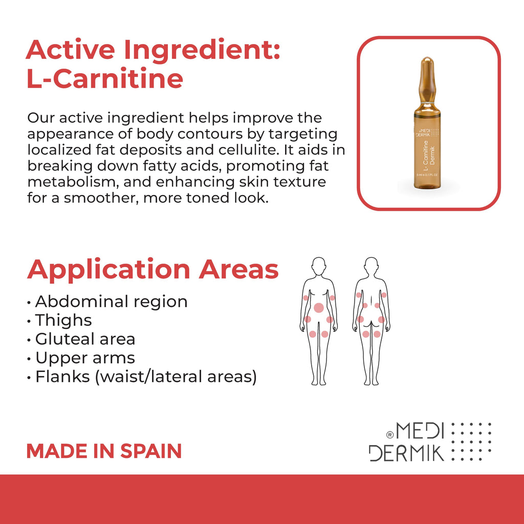 MediDermik L-Carnitine Dermik – 20 Ampoules x 5ml | Fat Metabolism & Skin Firmness