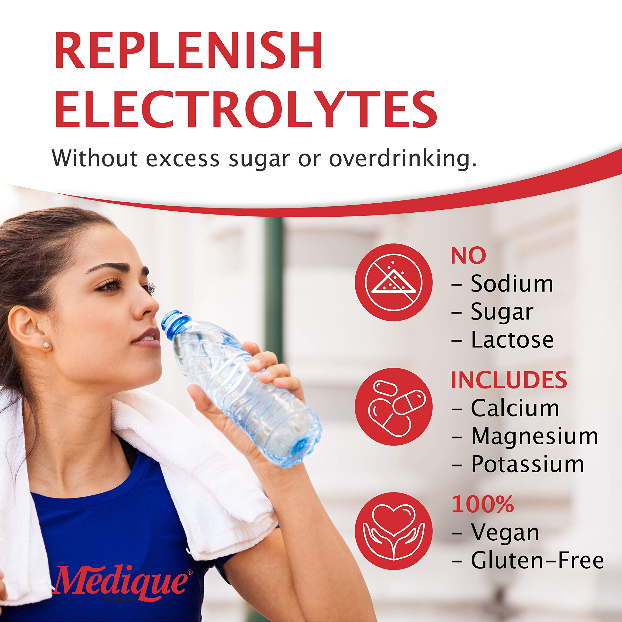 Medique Medi-Lyte Electrolyte Tablets with Potassium Chloride for Cramps - 100 Tablets