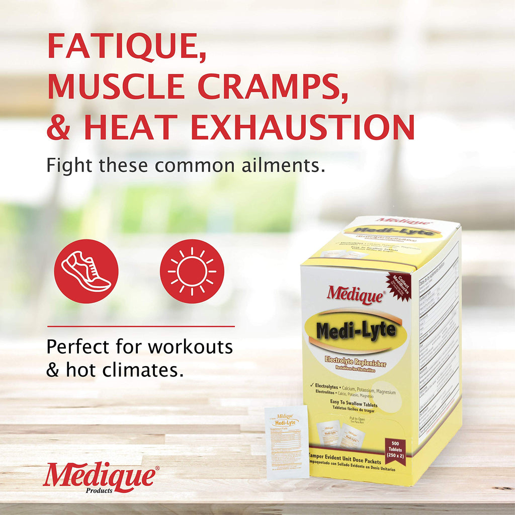 Medique Medi-Lyte Electrolyte Replenisher - 500 Tablets (250x2) | Fast Heat Stress Relief