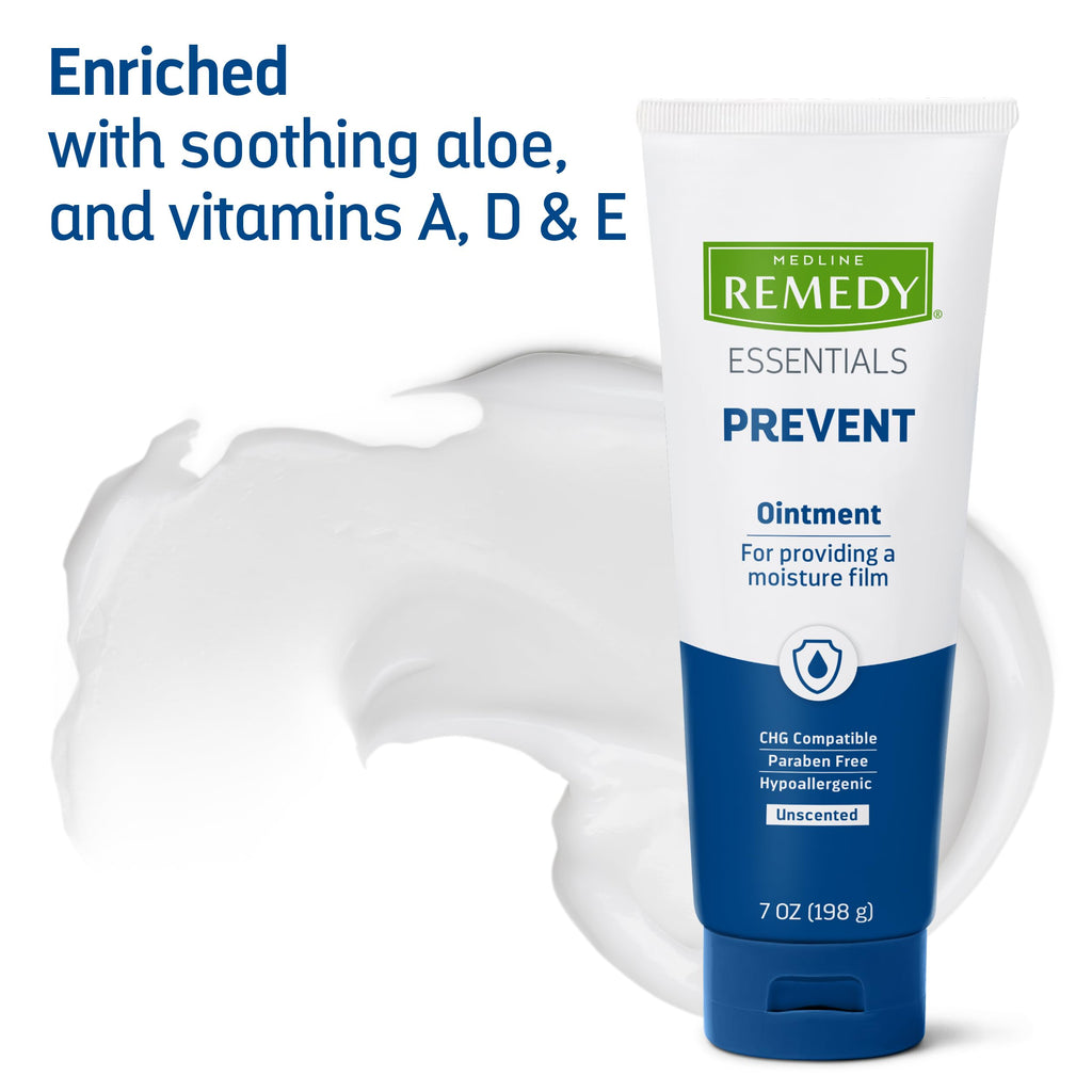 Medline Remedy Essentials Ointment - Unscented, Hypoallergenic Incontinence Skin Care (7 oz Tube, 12 Count)