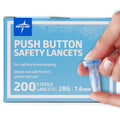 Medline Sterile Safety Lancets – Push-Button 28G x 1.6 mm, Box of 200