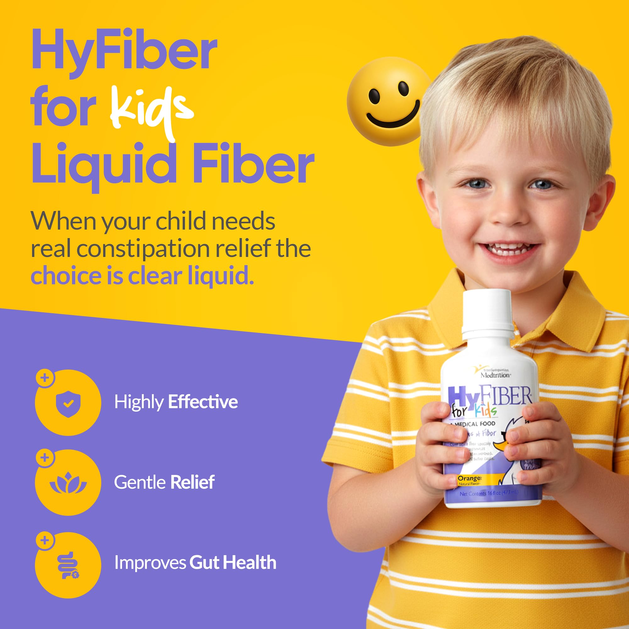 Medtrition HyFiber Kids Liquid Fiber – 6g Fiber per 0.5 oz, 32 Servings per Bottle, Pack of 2