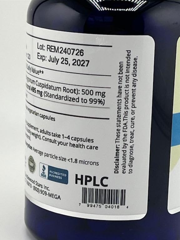 Mega Resveratrol – Pharmaceutical Grade 99% Pure, Micronized Trans-Resveratrol, 500mg Capsule, 120 Veggie Caps