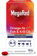 MegaRed Advanced 4in1 900mg | 120 Softgels Value Pack (2 Bottles) –Omega-3 Fish & Krill Oil