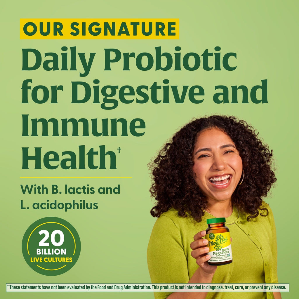 MegaFood MegaFlora Probiotic – 20B CFU, 14 Strains for Women’s Digestive Health | Vegetarian, Non-GMO