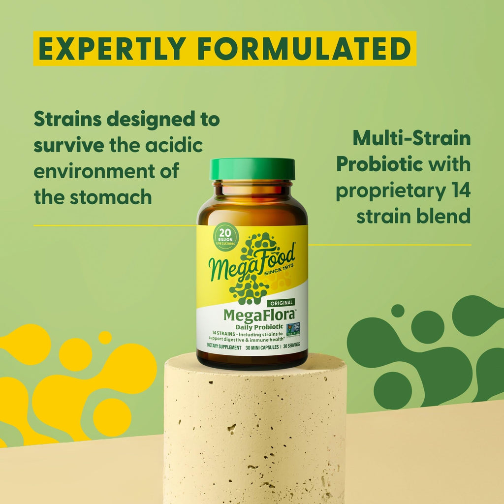 MegaFood MegaFlora Probiotic – 20B CFU, 14 Strains for Women’s Digestive Health | Vegetarian, Non-GMO