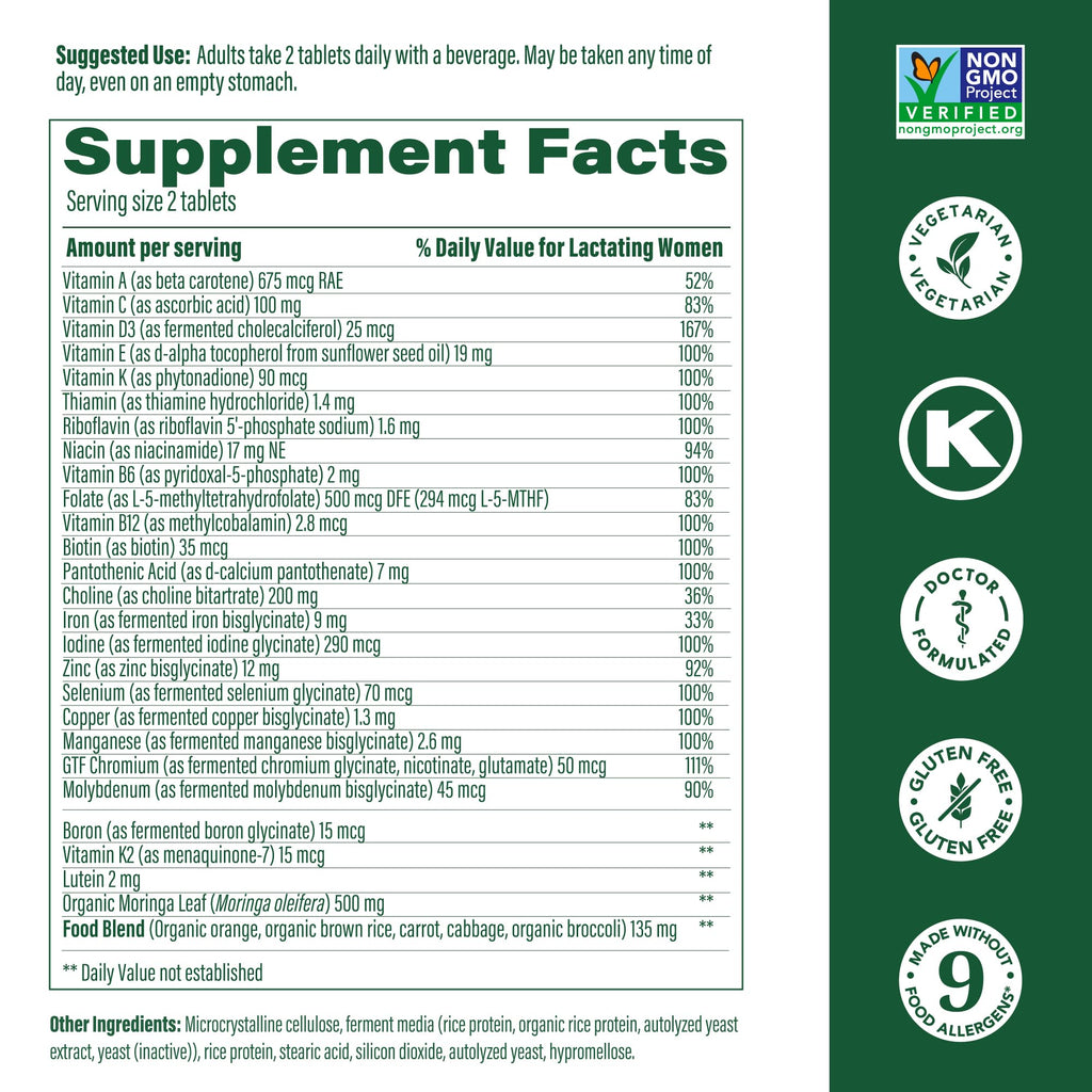 MegaFood Baby & Me 2 Postnatal Vitamins for Breastfeeding – 60 Tabs (30 Servings)