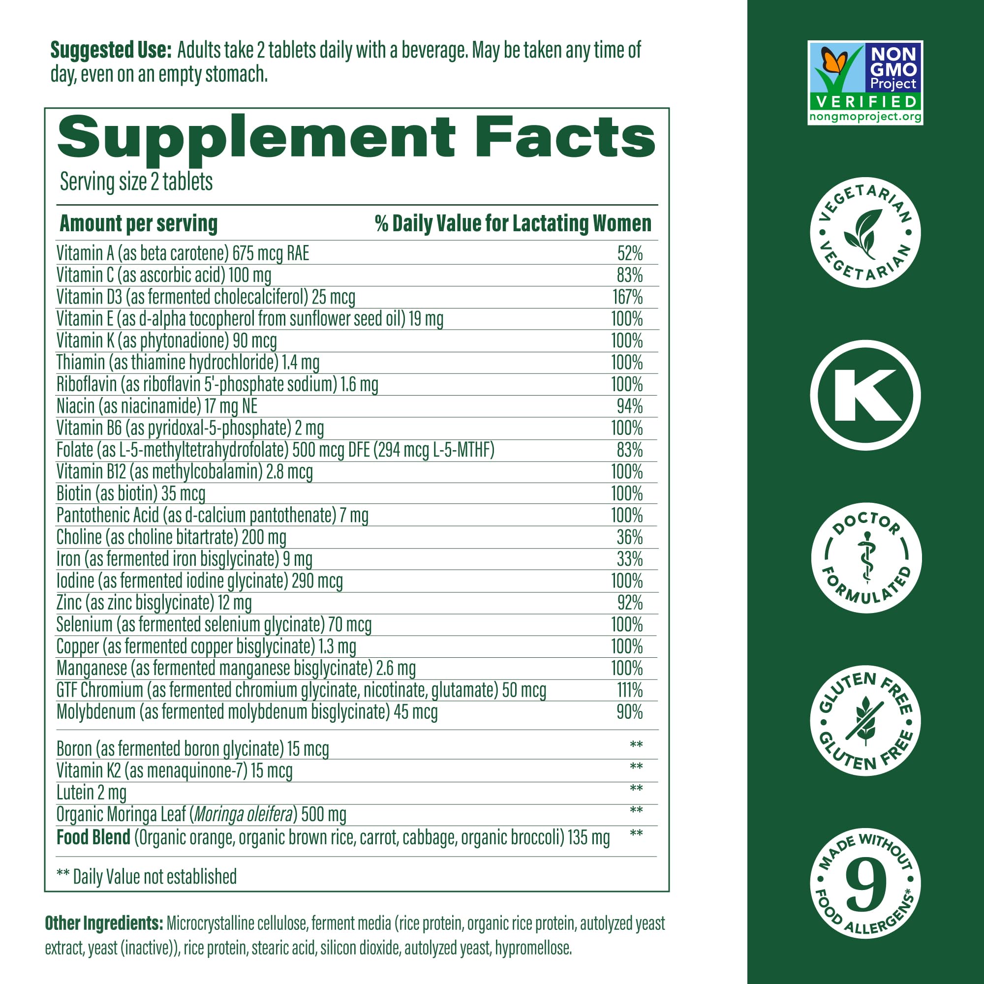 MegaFood Baby & Me 2 Postnatal Vitamins for Breastfeeding – 60 Tabs (30 Servings)