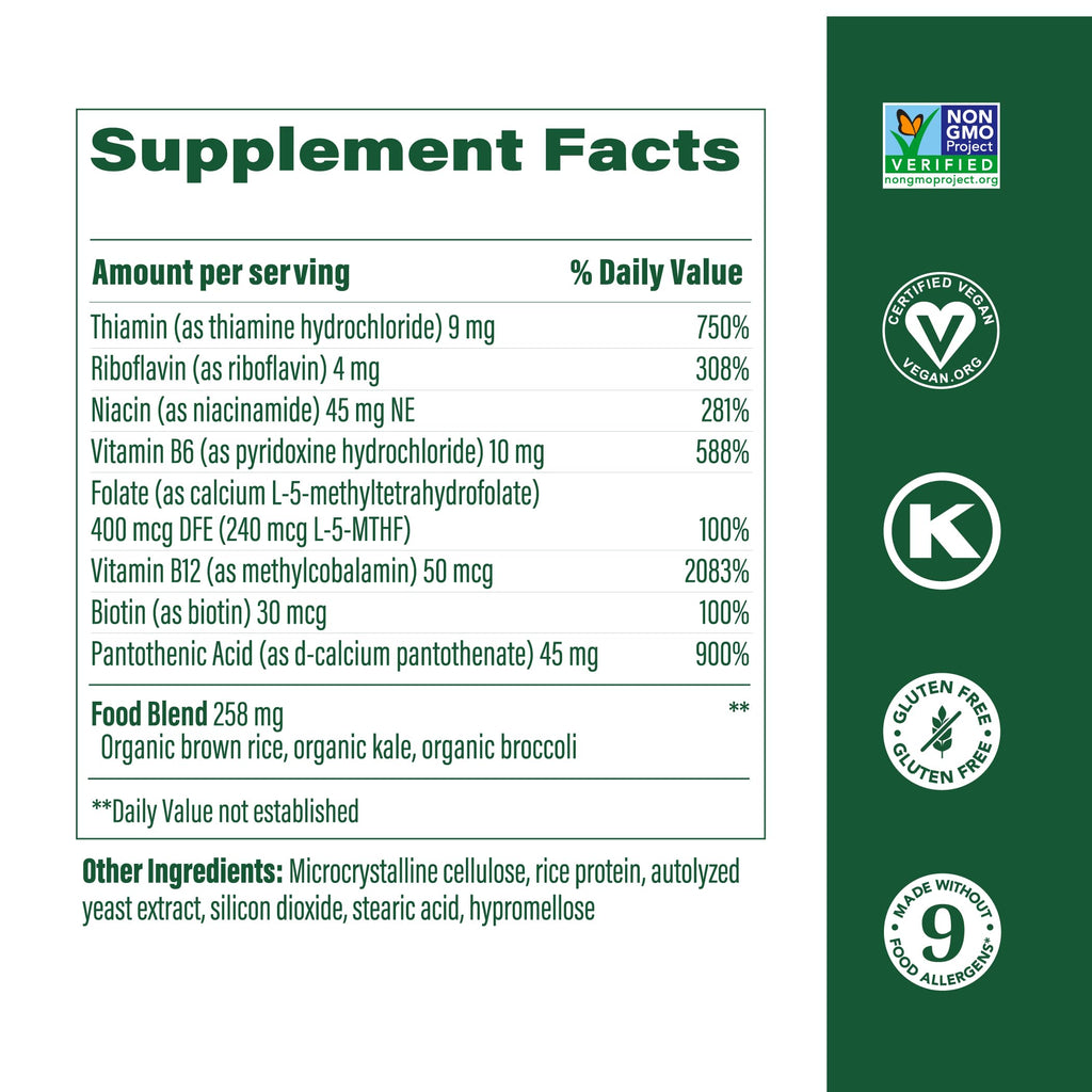 MegaFood Balanced B Complex – 8 B Vitamins – Vegan & Gluten Free – 60 Tabs