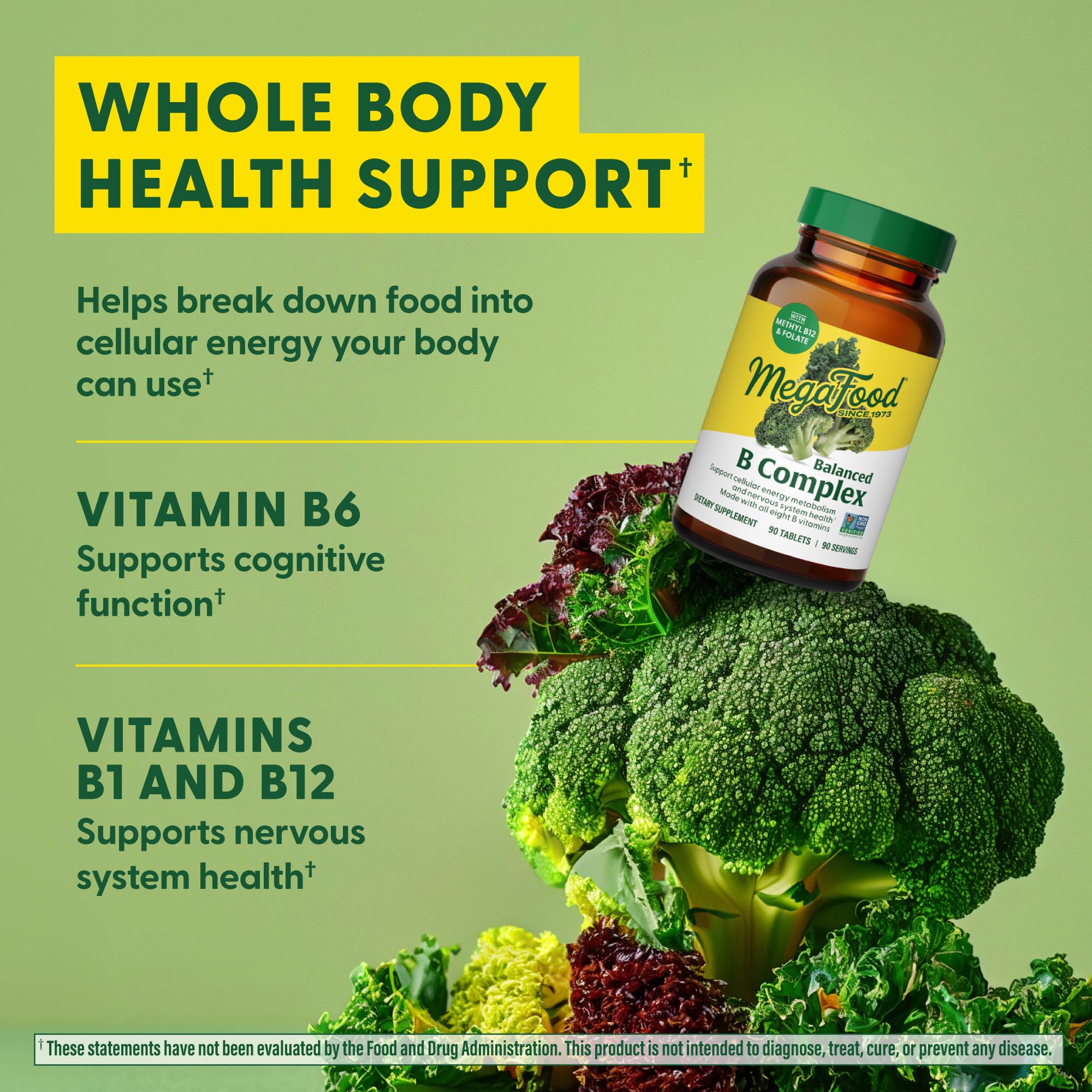 MegaFood Balanced B Complex – 8 B Vitamins – Vegan & Gluten Free – 60 Tabs