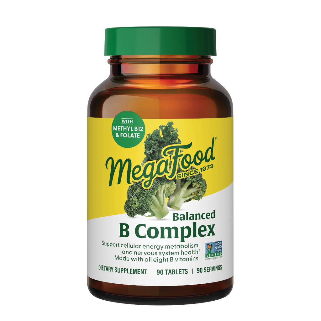 MegaFood Balanced B Complex – Vegan B Vitamins for Energy & Nervous System Support | 90 Tablets