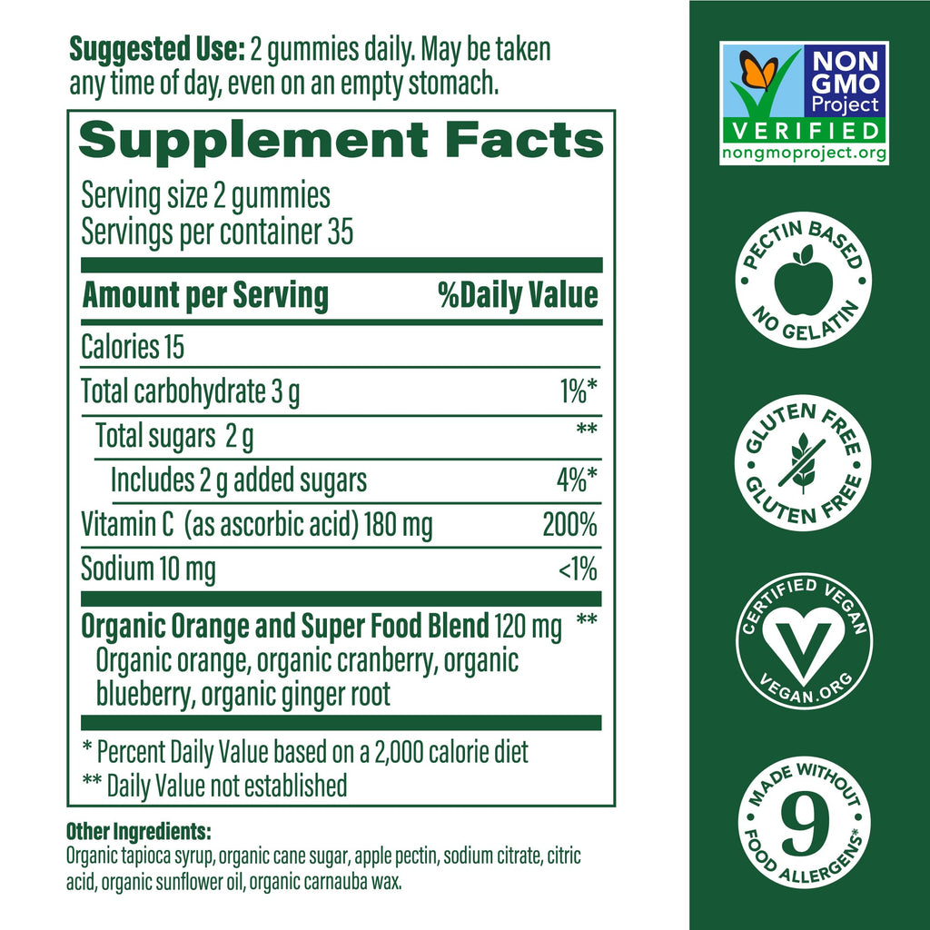 MegaFood C Defense Daily Immune Support Gummies – Tangy Citrus, Vegan & Gluten-Free