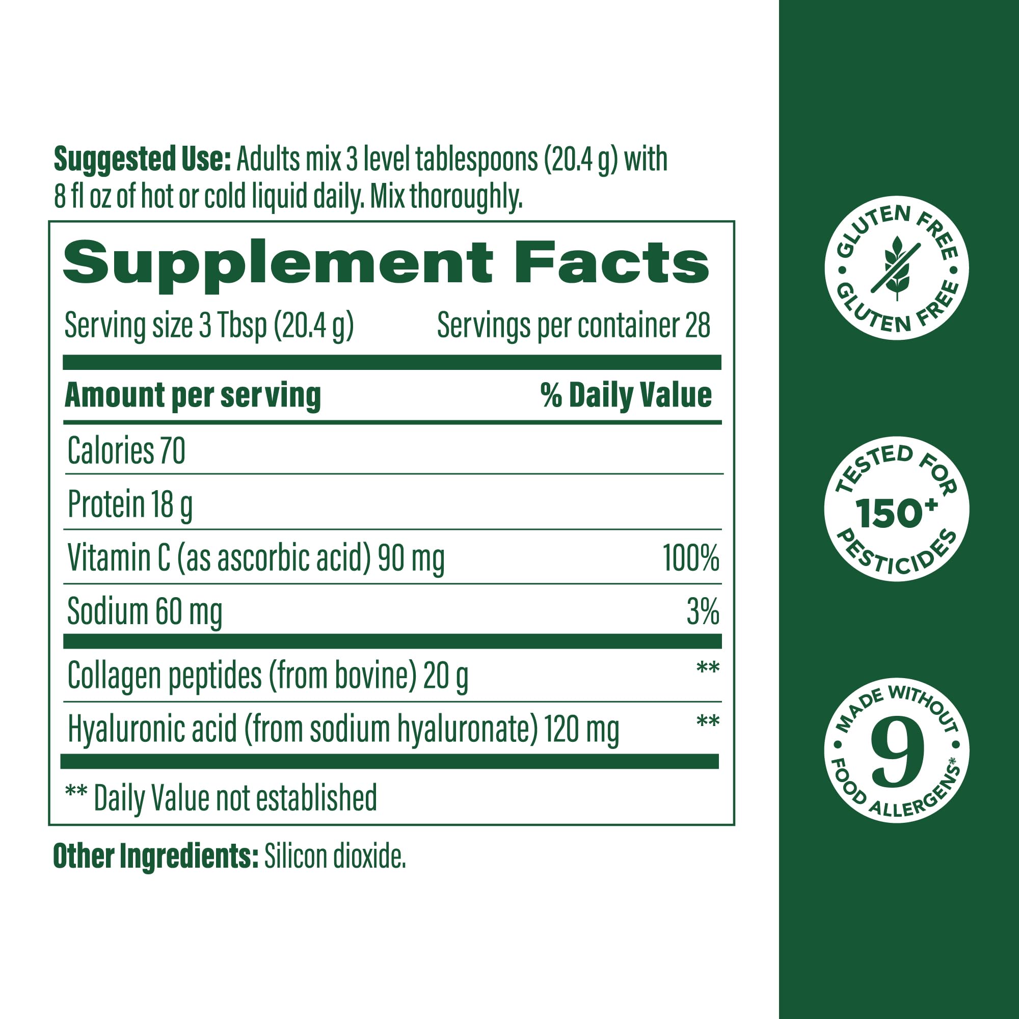 MegaFood Collagen Peptides – Unflavored, 20oz (28 Servings) – Grass-Fed Bovine
