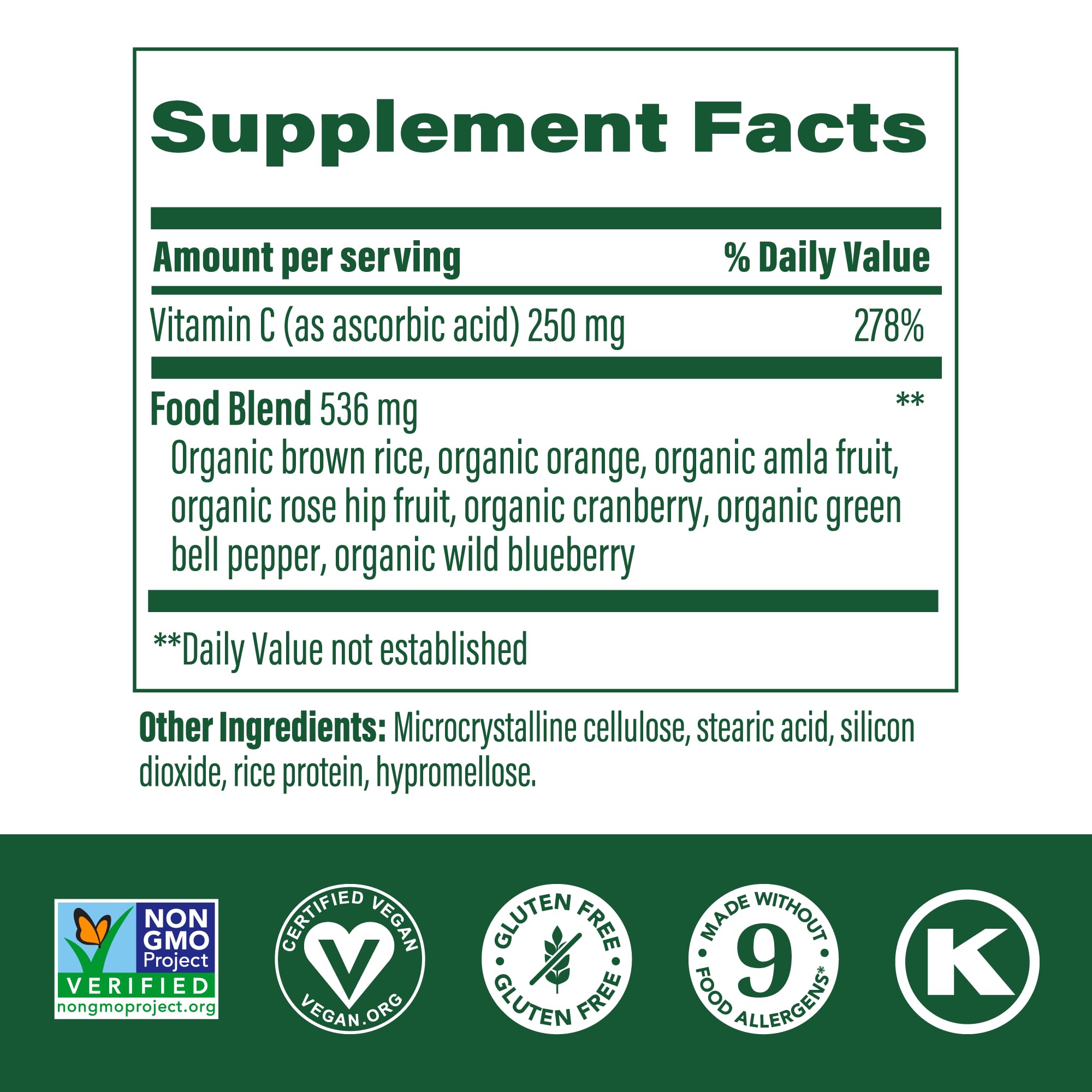 MegaFood Complex C – Vegan Vitamin C 250 mg Immune Support, Real Food Ingredients (Orange, Cranberry & Brown Rice) | Gluten-Free & Kosher | 60 Tablets