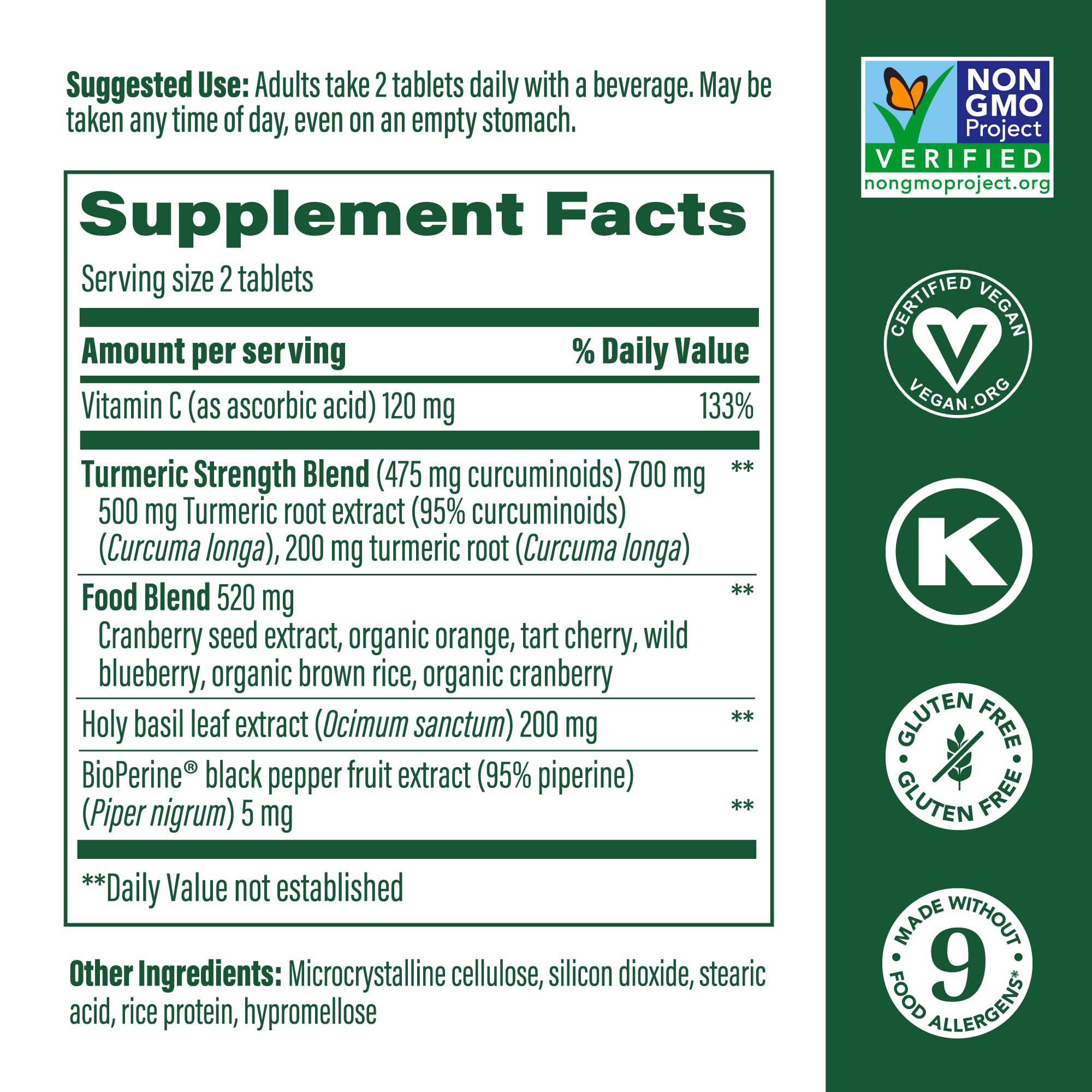 MegaFood Whole Body Turmeric Curcumin Supplement – 475 mg Curcuminoids per Serving, Black Pepper & Vitamin C (Vegan, 120 Tablets)