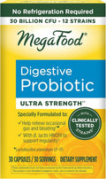 MegaFood Digestive Probiotic – 12 Strains, 30B CFU, 30 Vegetarian Capsules