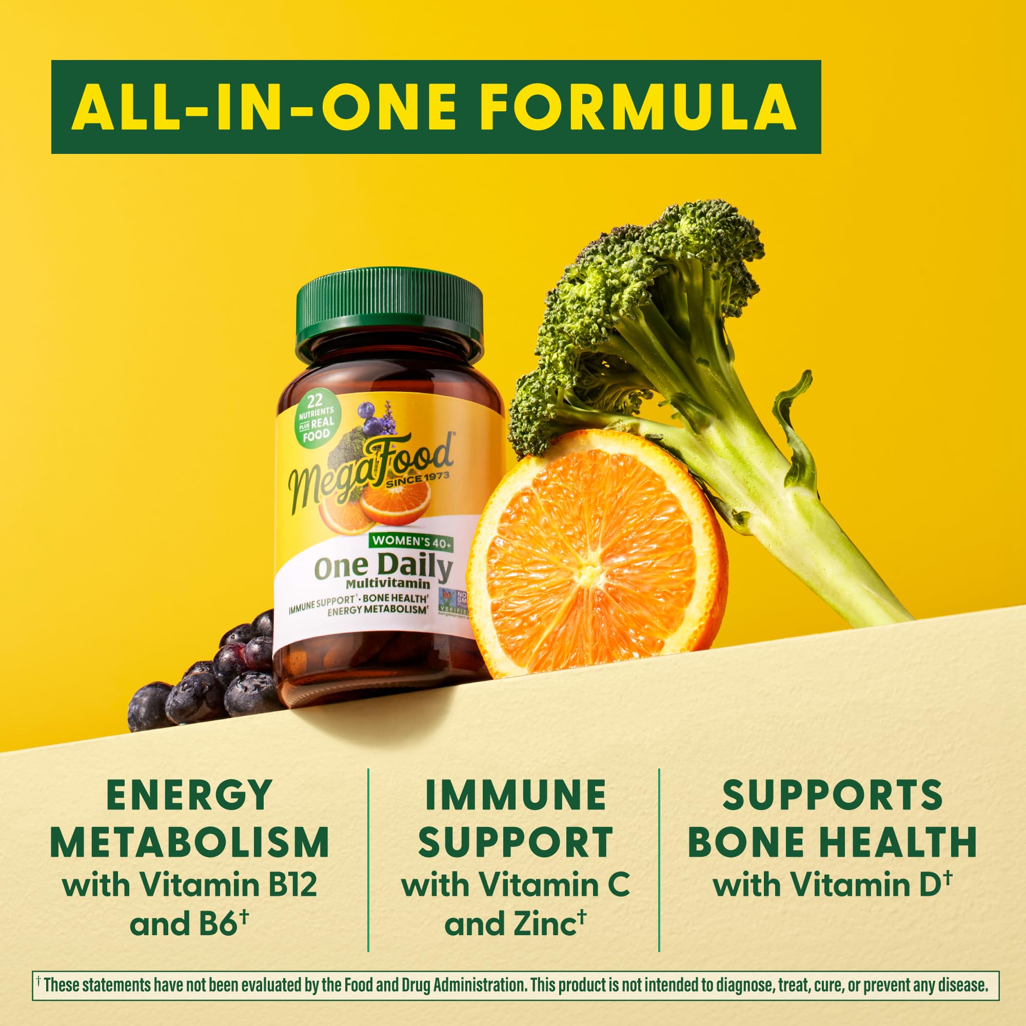 MegaFood Women's 40+ One Daily Multivitamin – Immune Support, Bone Health, Non-GMO, Vegetarian | 30 Tabs