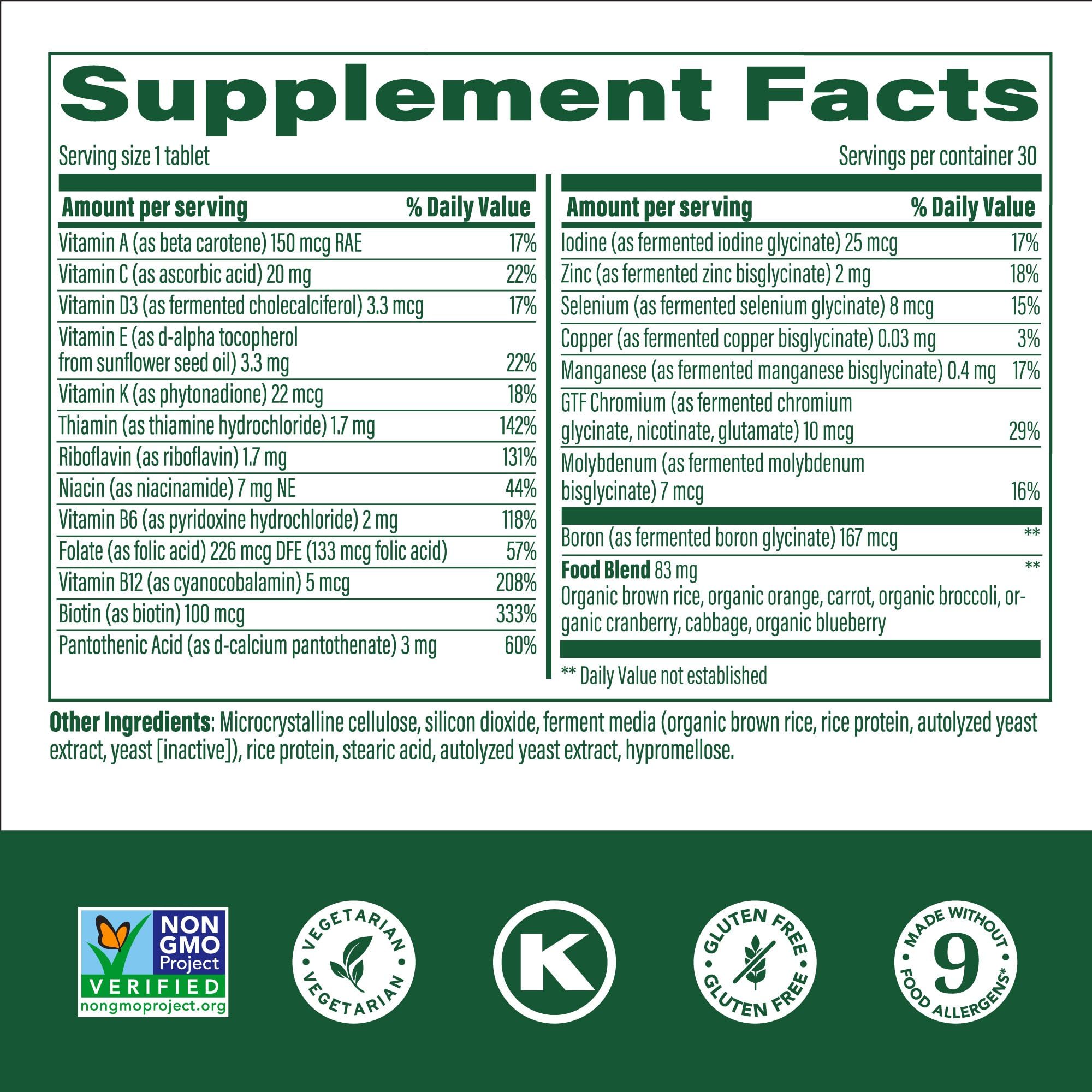 MegaFood Kids One Daily Multivitamin – 30 Servings | Vegetarian, Gluten Free, Non-GMO