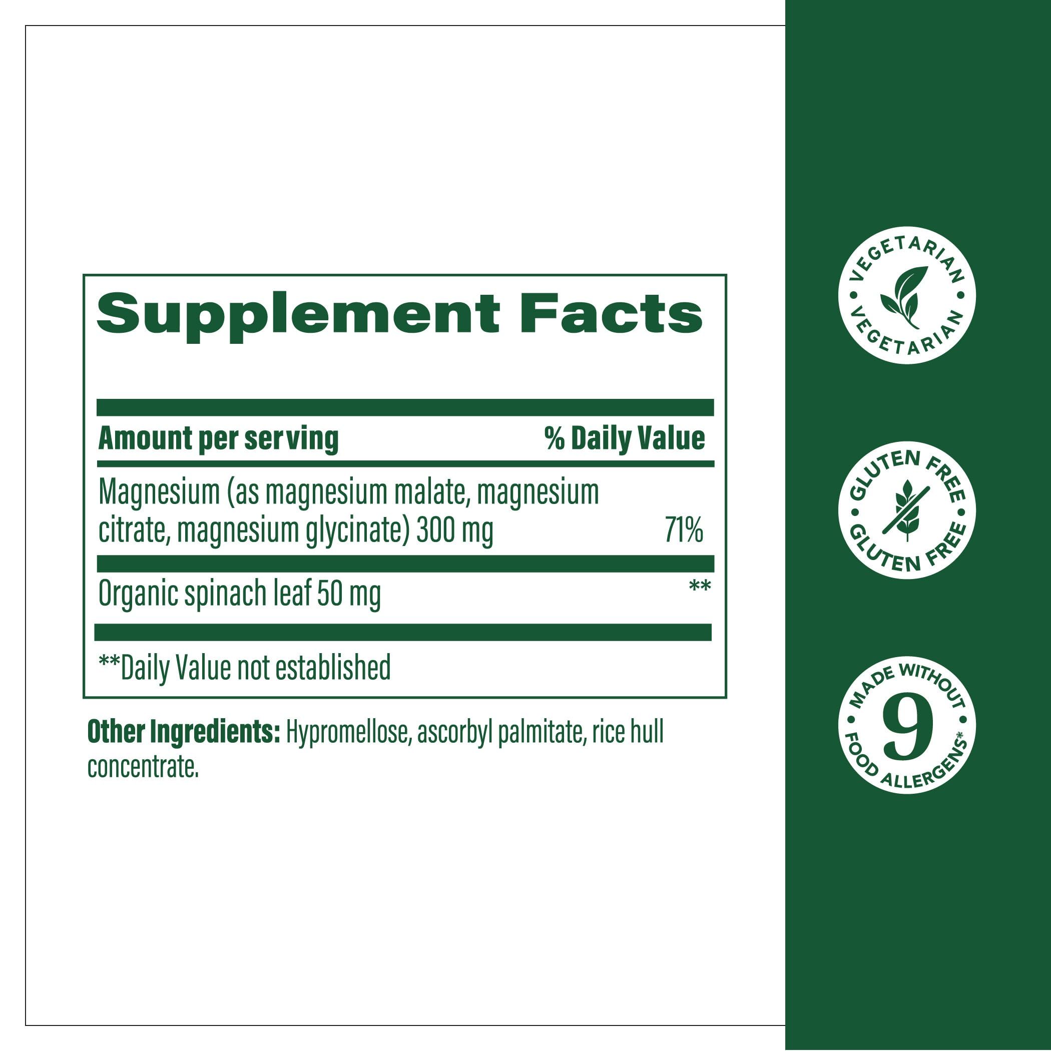 Megafood Magnesium 300 mg — Absorbable Glycinate, Citrate & Malate | 120 Capsules