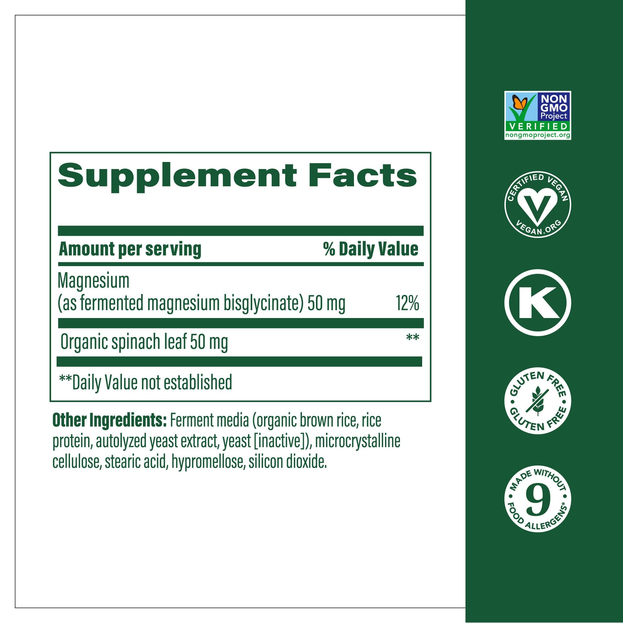 MegaFood Magnesium Glycinate – Supports Heart & Nervous System | Vegan, Gluten-Free, Non-GMO | 60 Tabs