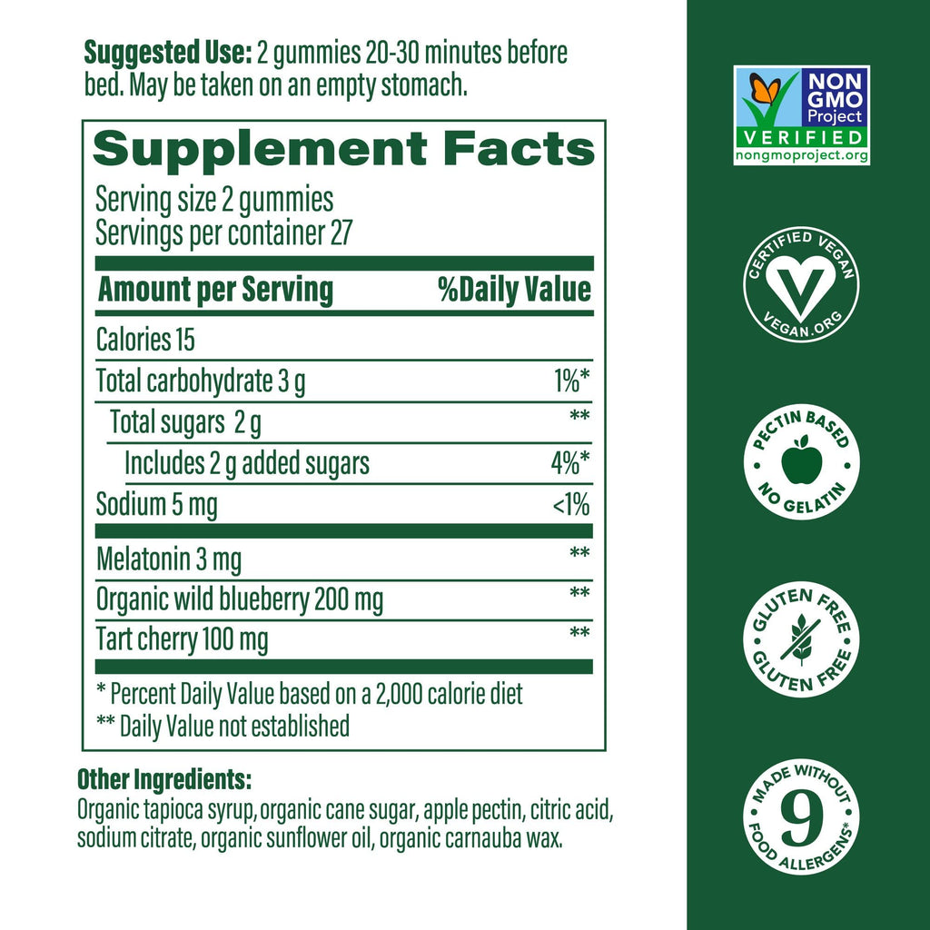 MegaFood Melatonin Gummies – 3 mg per Serving, Vegan & Non-GMO, Berry Flavor – 54 Count (3 Pack)