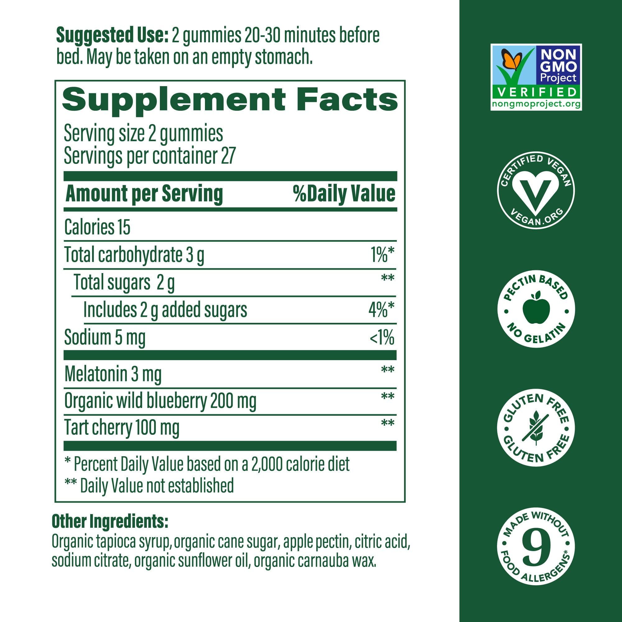 MegaFood Melatonin Gummies – 3 mg per Serving, Vegan & Non-GMO, Berry Flavor – 54 Count (3 Pack)