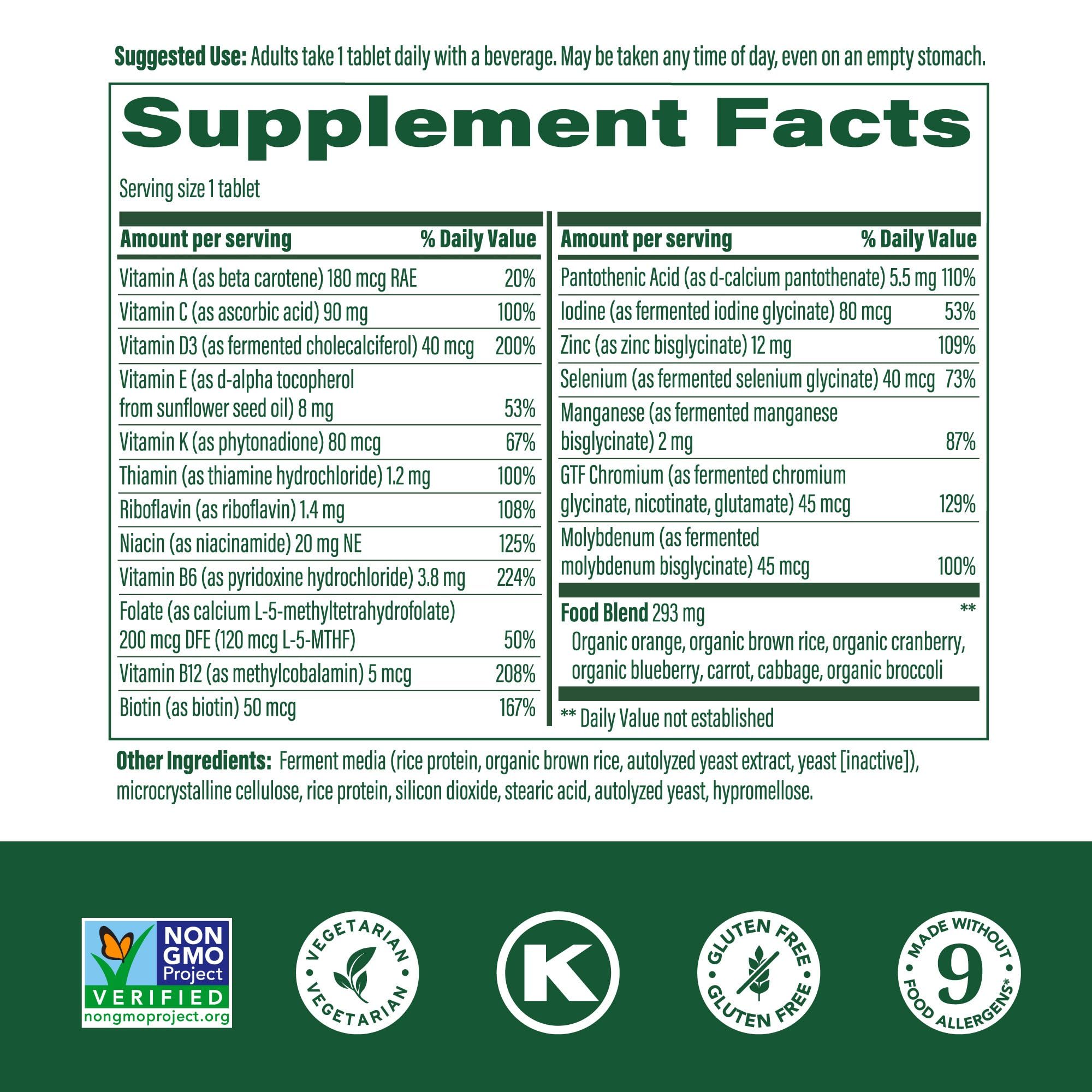 MegaFood Men's 55+ One Daily Multivitamin – Immune & Energy Support (Vegetarian)