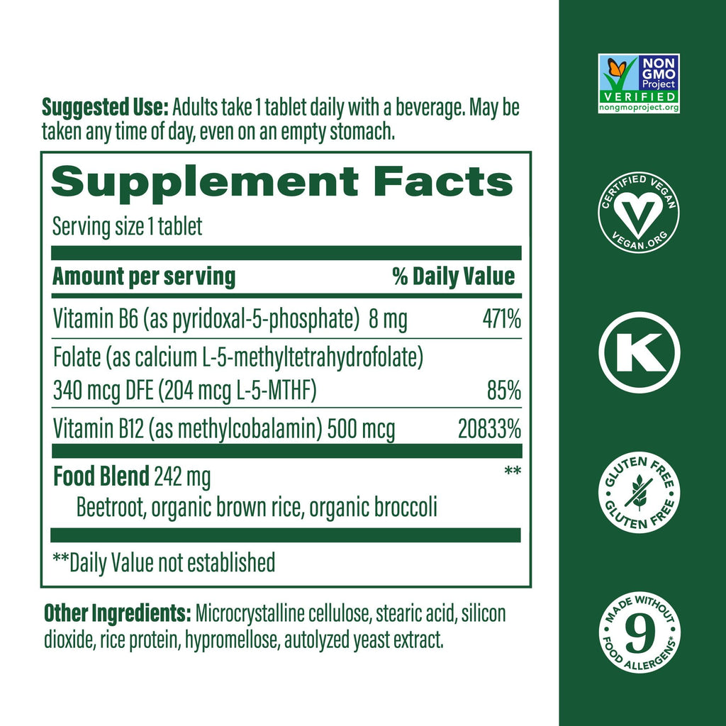 MegaFood Methyl B12 – Vegan with Methyl Folate (90 Tablets) | Energy & Nervous System Support
