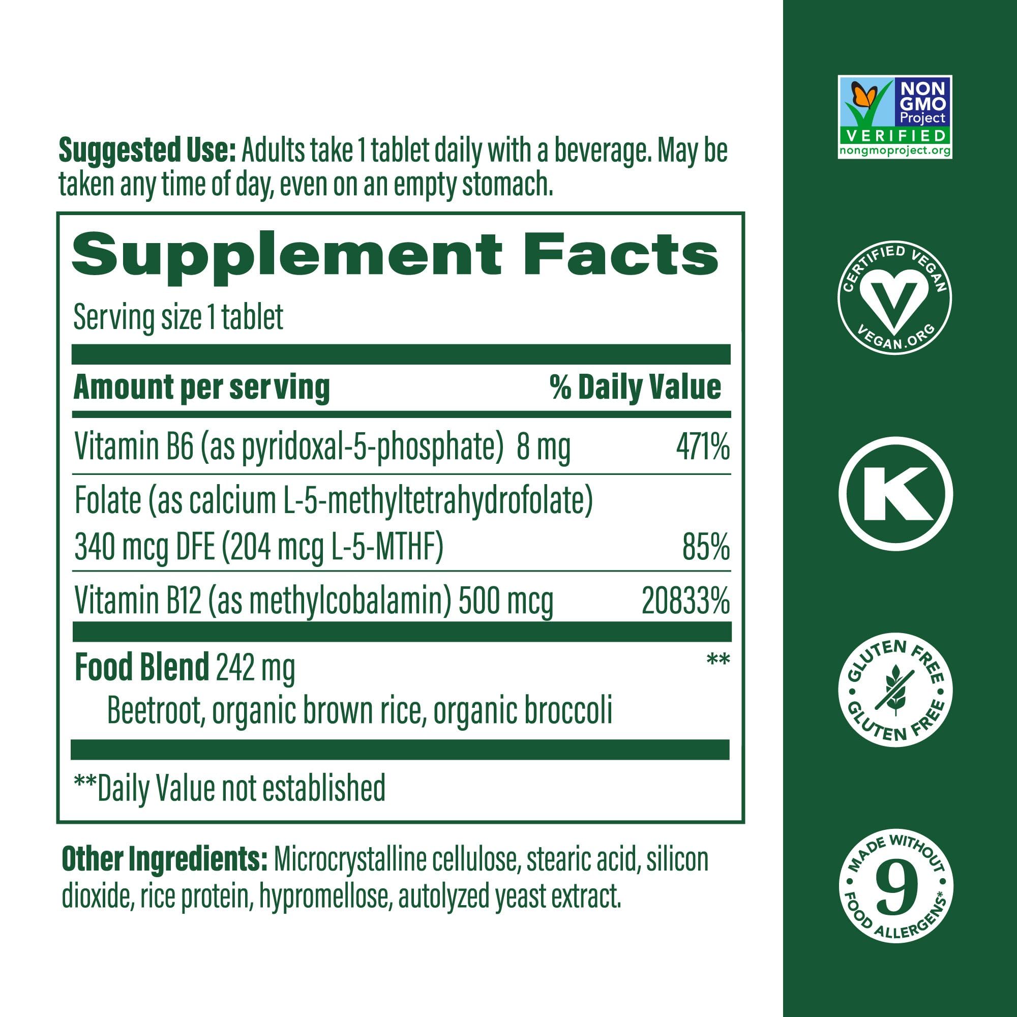 MegaFood Methyl B12 – Vegan with Methyl Folate (90 Tablets) | Energy & Nervous System Support