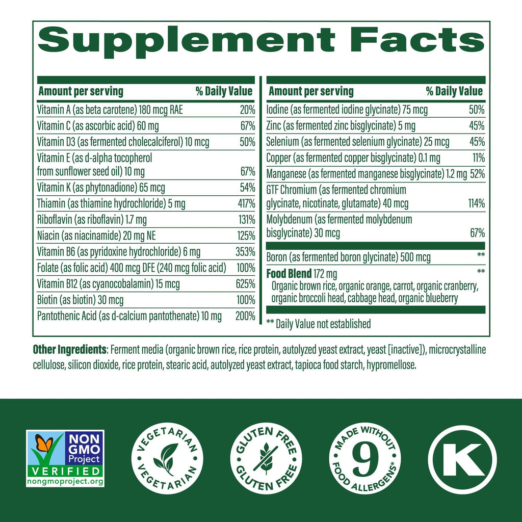 MegaFood One Daily Iron Free Multivitamin – Real Food Nutrition, Vegetarian, Non-GMO, No Iron (90 Tablets)