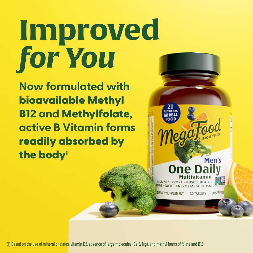 MegaFood One Daily Men's Multivitamin – Vegetarian, Gluten Free, Energy Metabolism & Immune Support