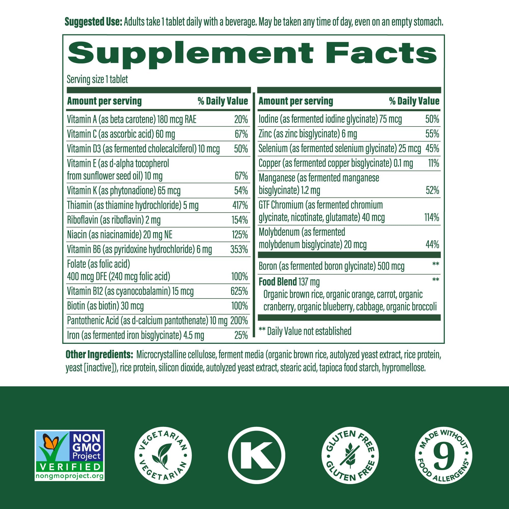 MegaFood One Daily Multivitamin for Women & Men – Real Food Immune Support, Vitamin C & B, 90 Tablets