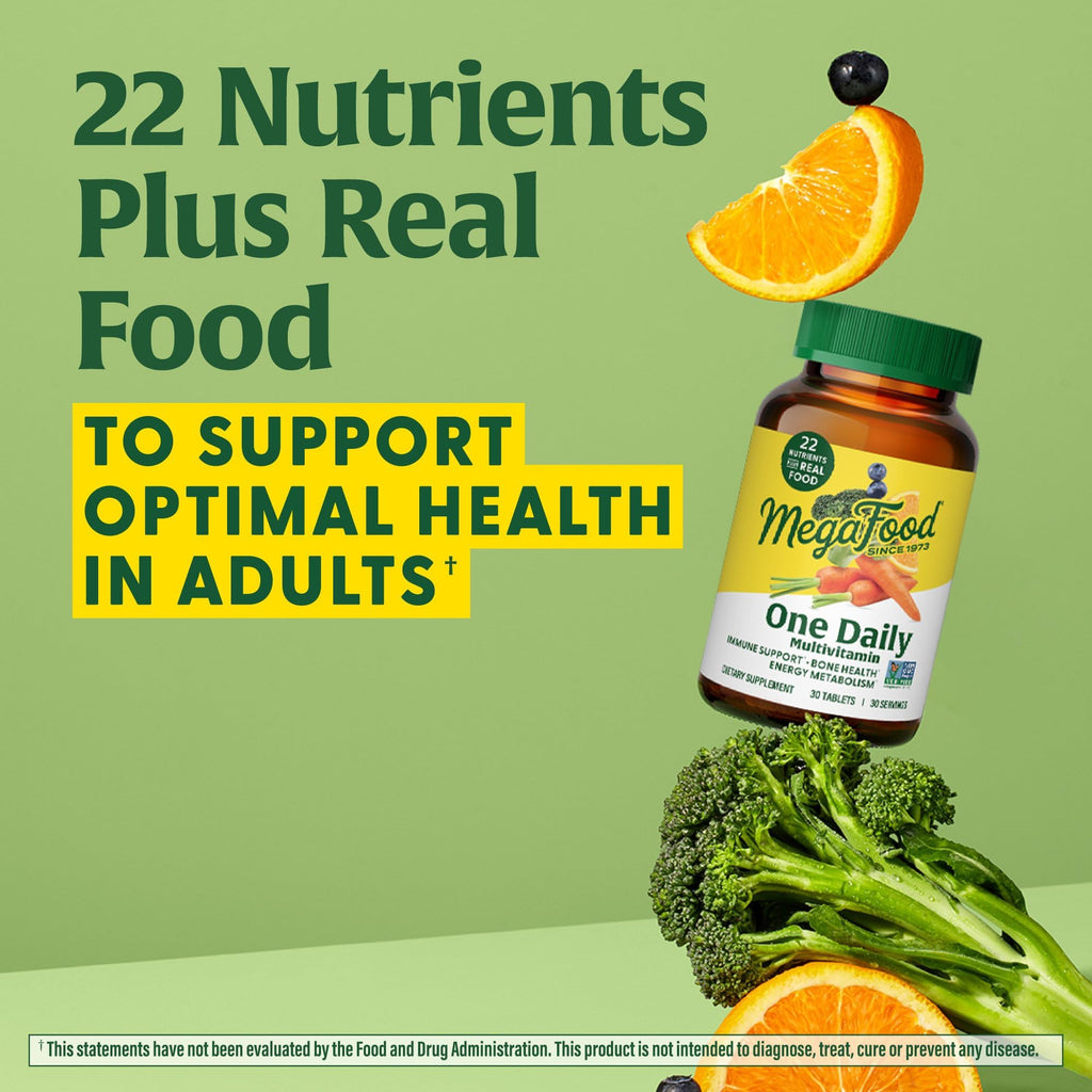 MegaFood One Daily Multivitamin for Women & Men – Real Food Immune Support, Vitamin C & B, 90 Tablets
