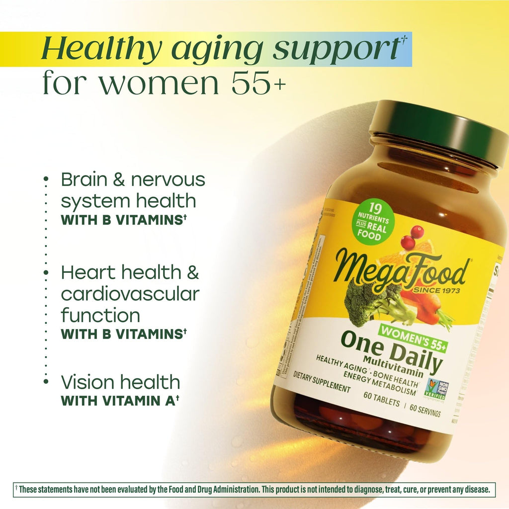 MegaFood Women 55+ One Daily Multivitamin – Vitamin D3, B12, Folate | Vegetarian
