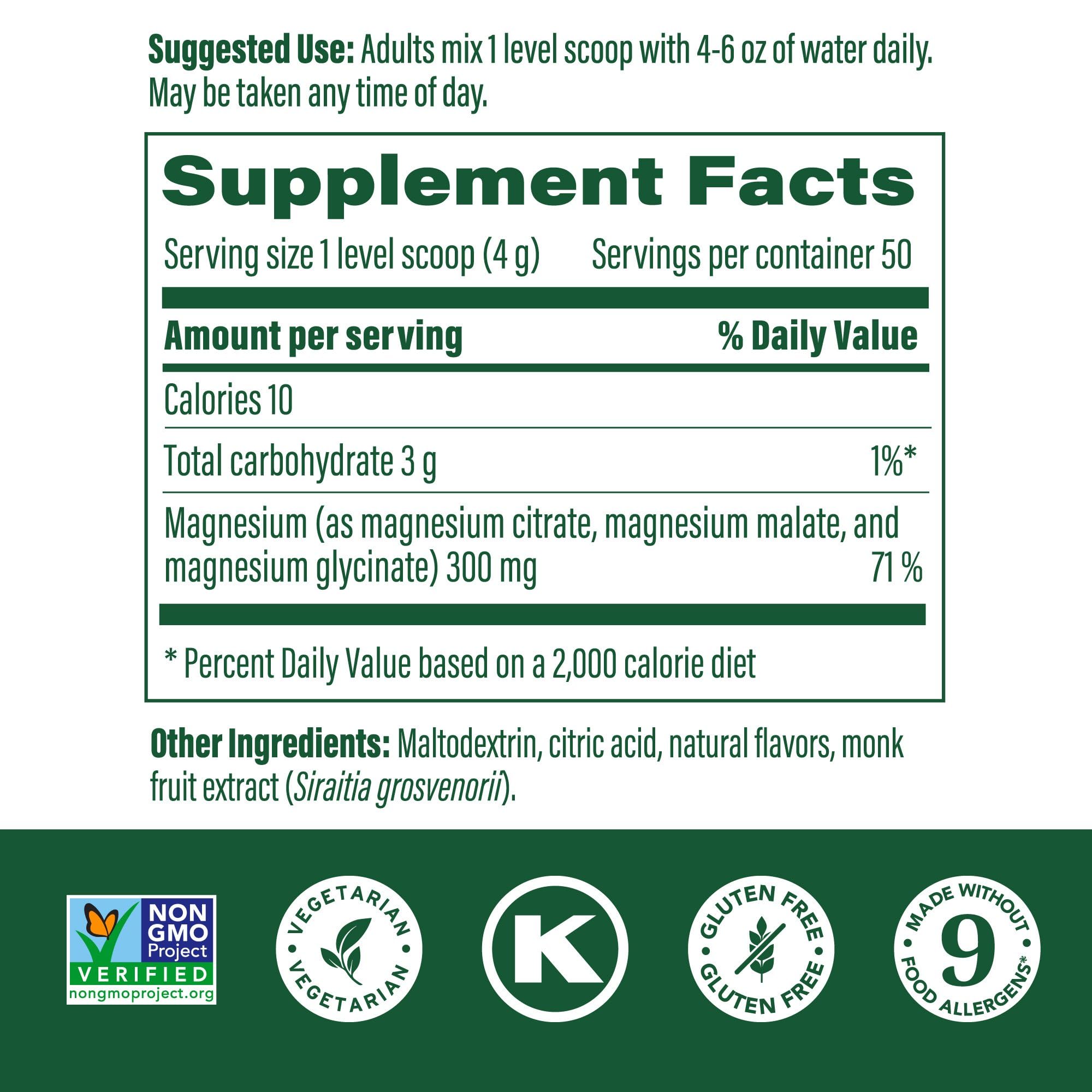 MegaFood Relax + Calm Magnesium Powder – 50 Servings (7.05 oz) | Glycinate, Citrate & Malate | Allergen-Free Blackberry Hibiscus Oasis