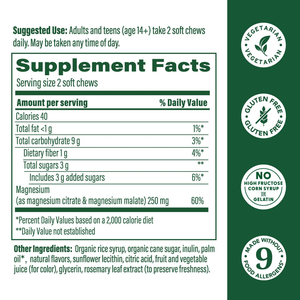 MegaFood Relax + Calm Magnesium Soft Chews – Grape Flavor (Pack of 2)