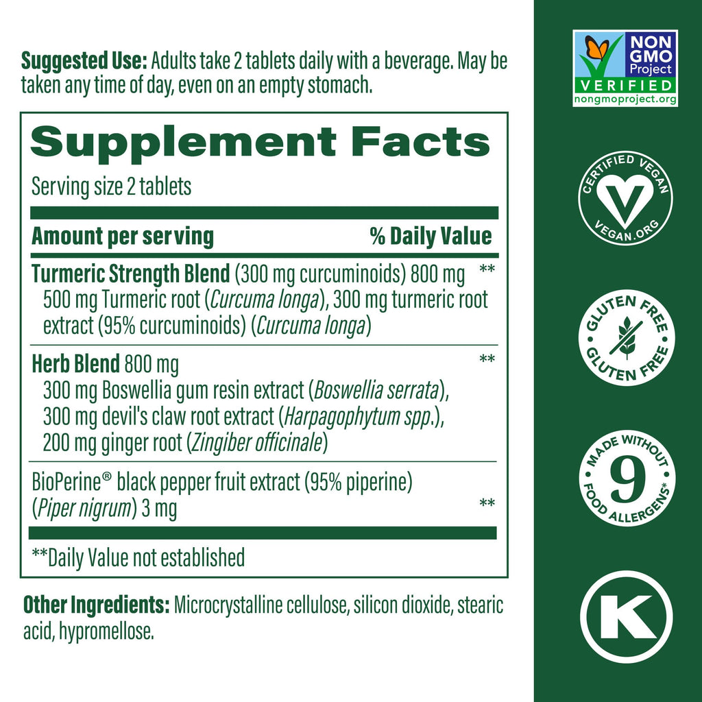 MegaFood Turmeric Curcumin - Joint Support (Vegan, Non-GMO) 60 Tablets