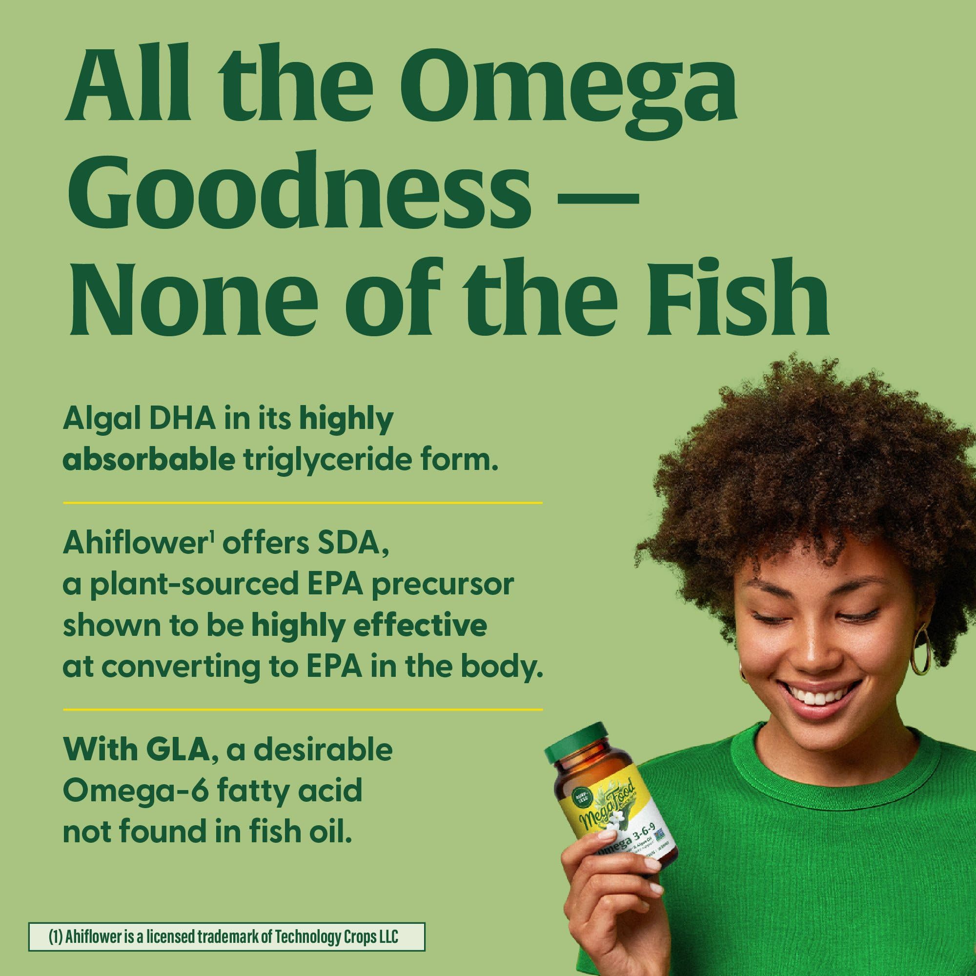 MegaFood Vegan Omega 3-6-9 (Burp-Less) - 600 mg, Plant-Based, 60 Capsules