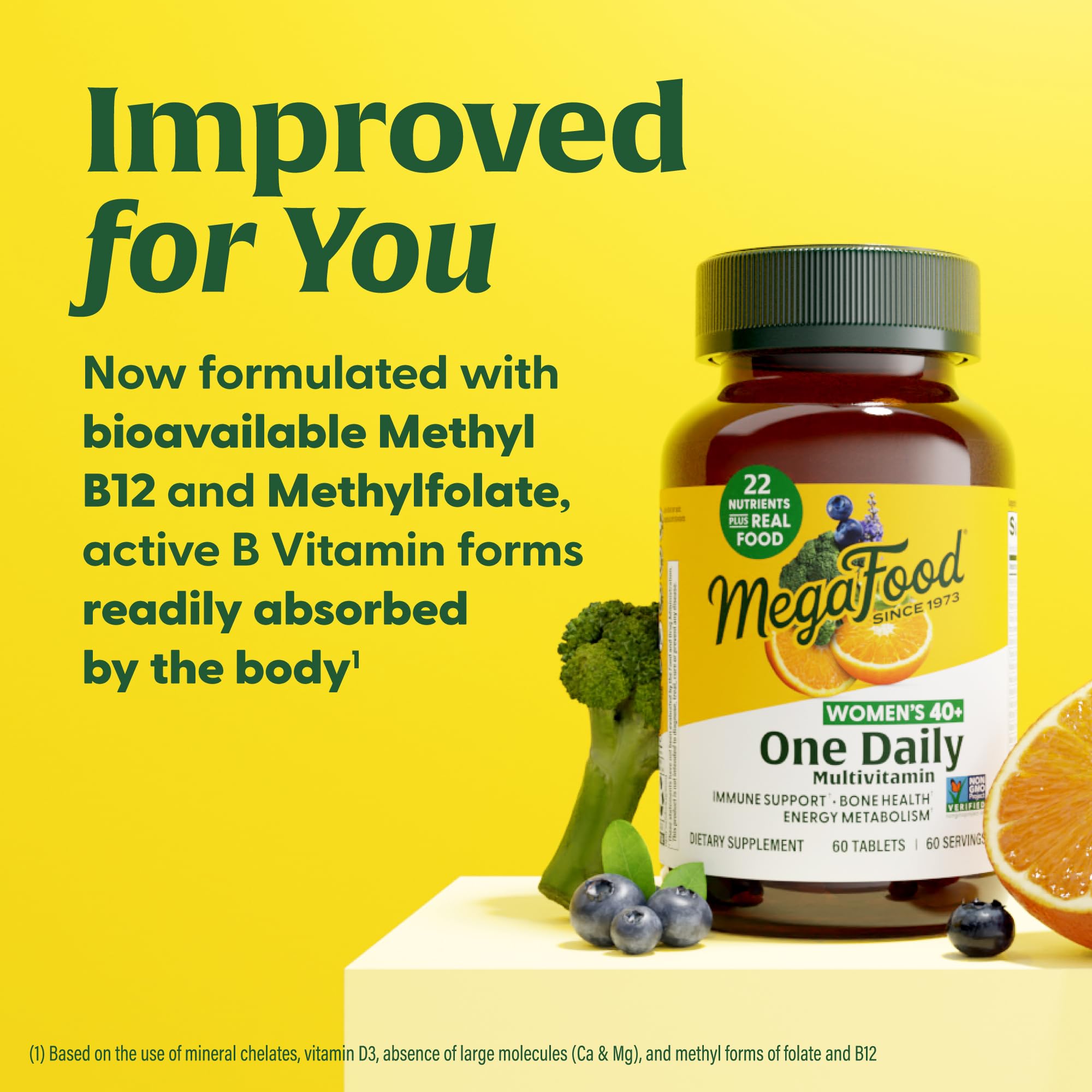 MegaFood Women's 40+ One Daily Multivitamin – Immune Support, Bone Health, Non-GMO, Vegetarian | 30 Tabs