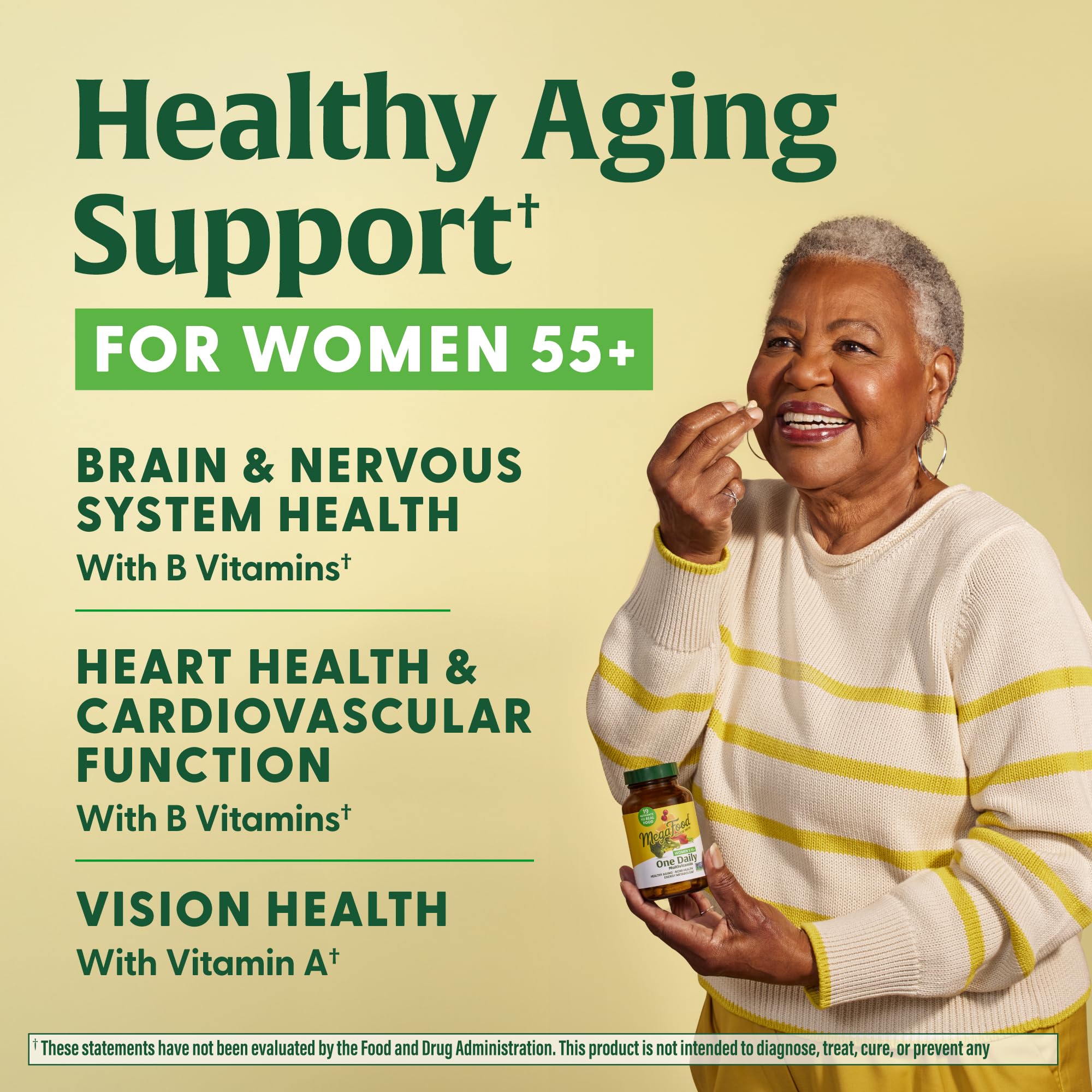 MegaFood Women's 55+ One Daily Multivitamin – Real Food Formula with Vitamins A, C, D3 & E | 60 Tabs