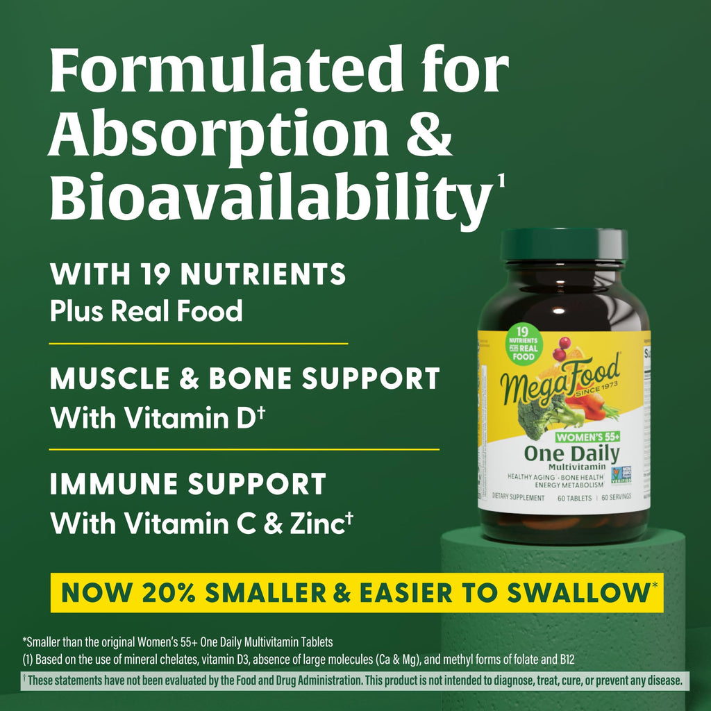 MegaFood Women 55+ One Daily Multivitamin – Vitamin D3, B12, Folate | Vegetarian