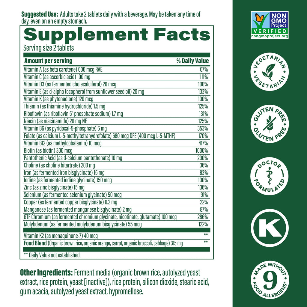 MegaFood Women's Advanced Multivitamin - Doctor-Formulated with Iron, Choline, Vitamin D, C & Zinc | Immune Support & Brain Health | Non-GMO & Vegetarian | 60 Tabs (30 Servings)