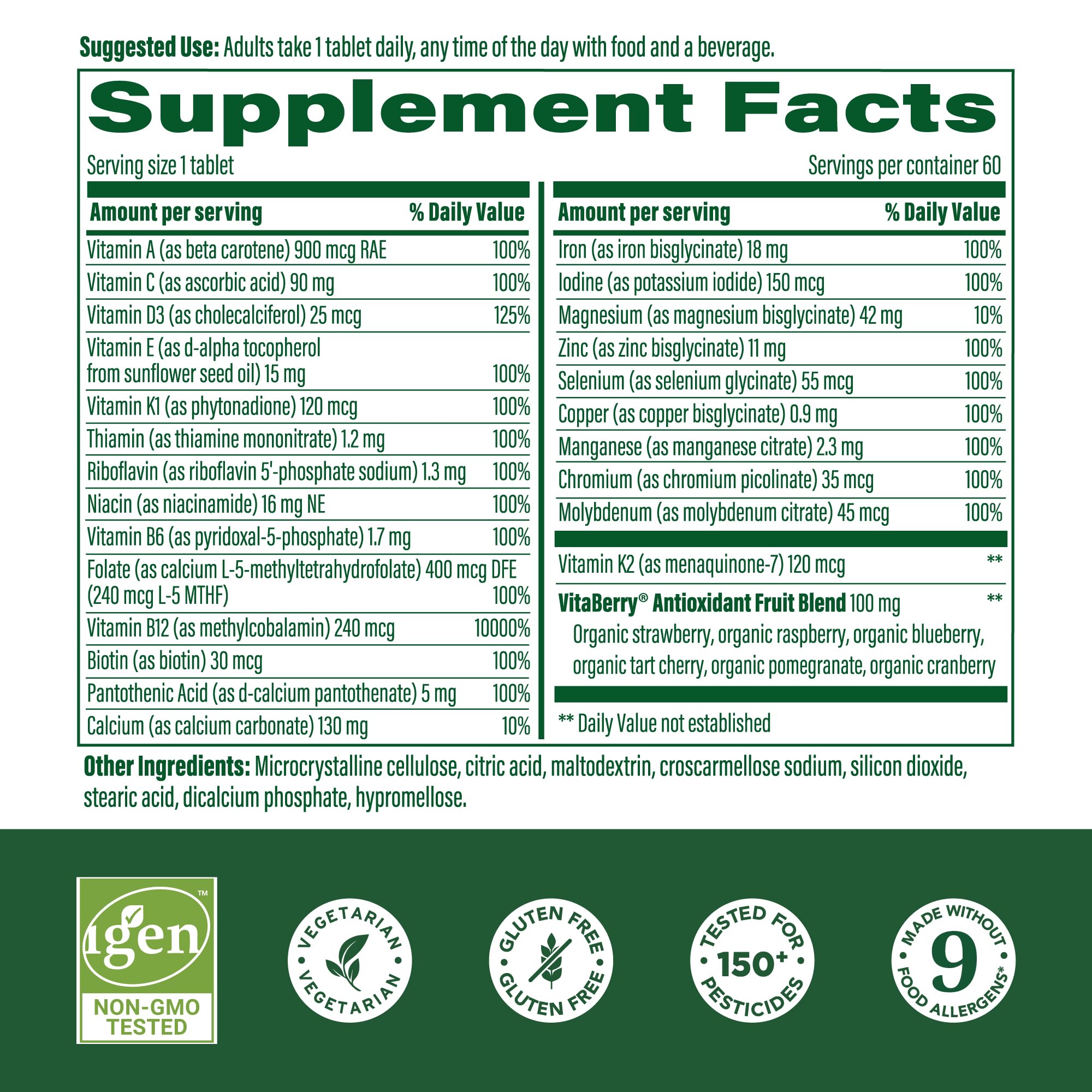 MegaFood Whole Body Methylated Multivitamin for Women – 60 Tablets, Immune & Energy Support